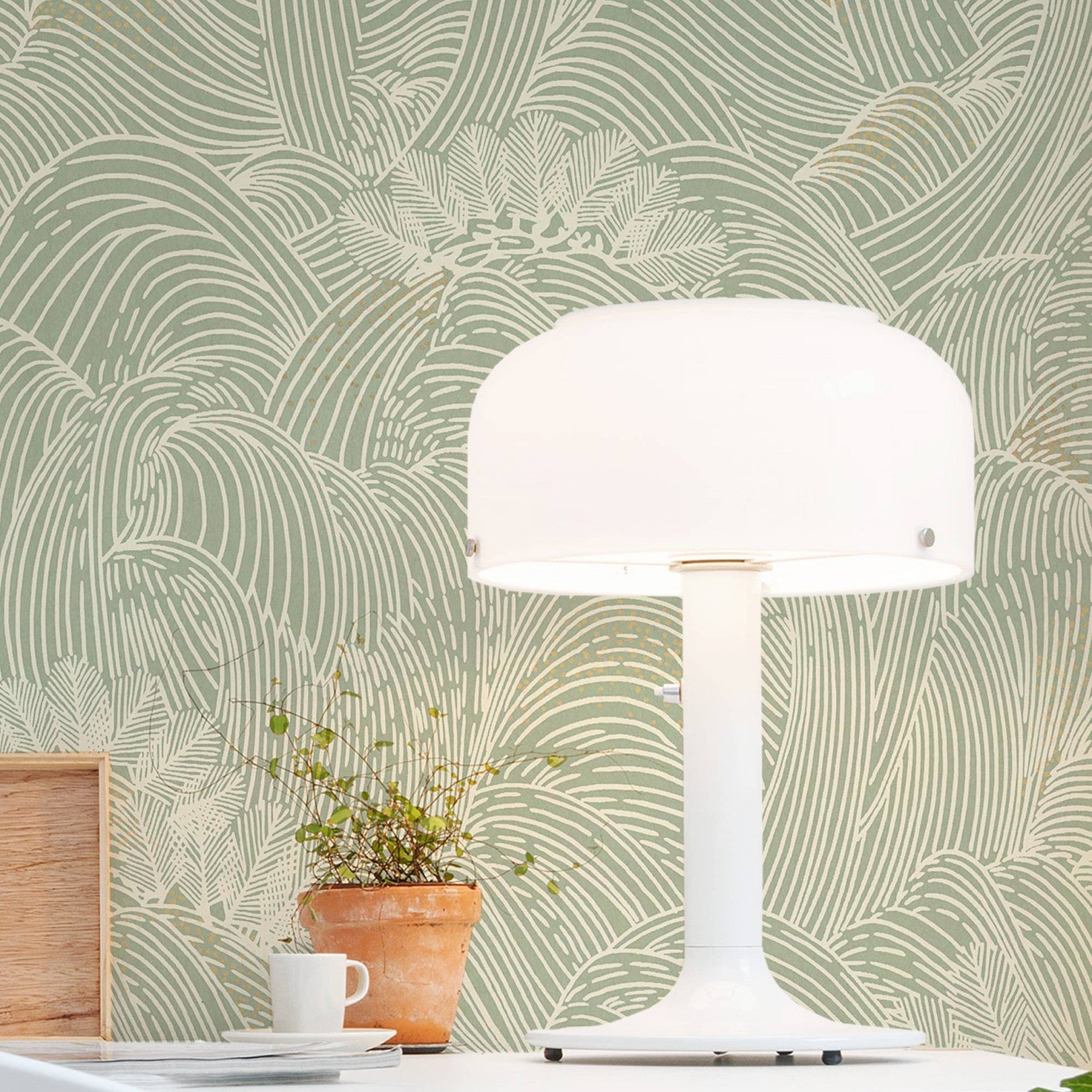 Tapeta so štruktúrovaným abstraktným vzorom vĺn MARÉE HAUTE - ZELENÁ