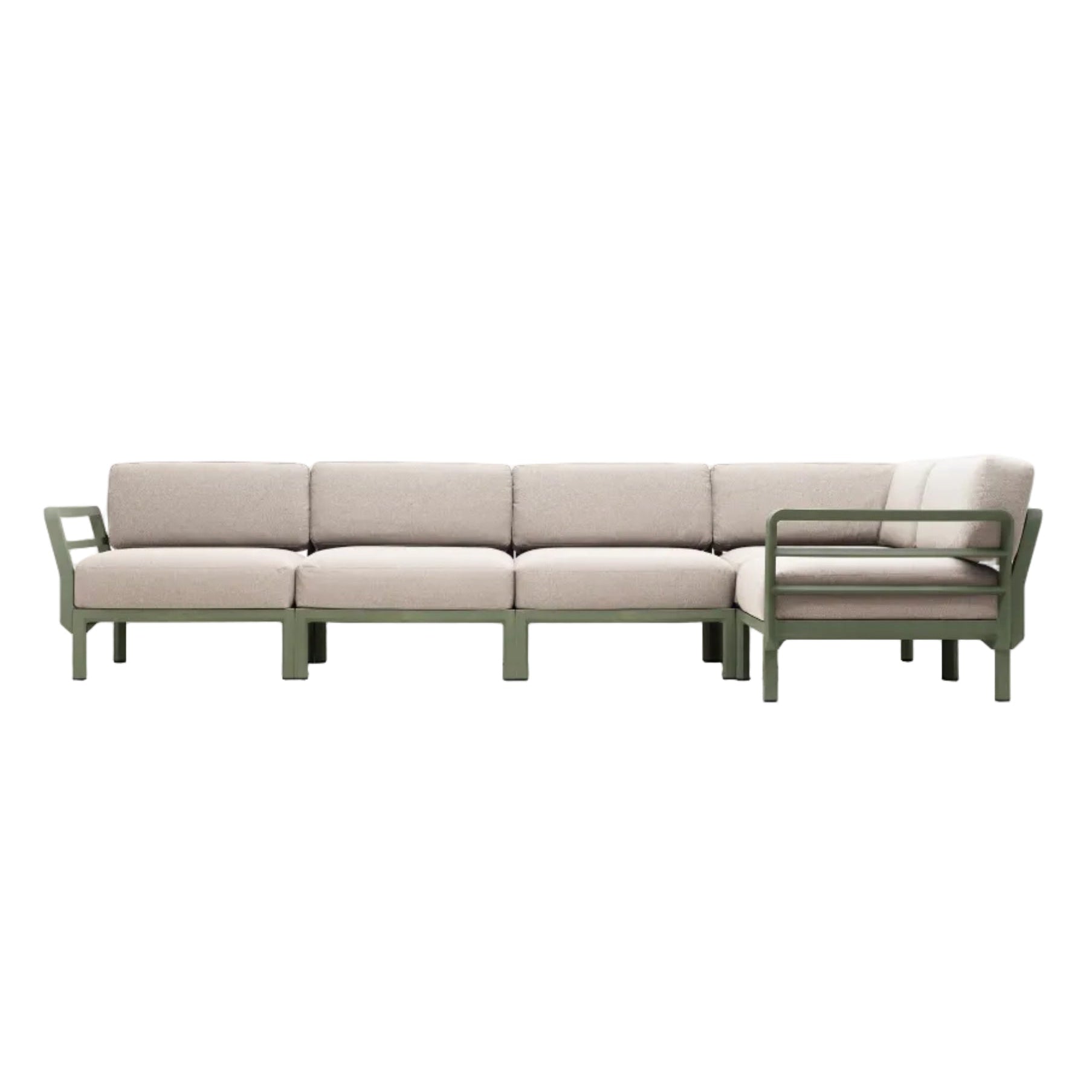 MAXIMO 5 Pearl Modular Outdoor Corner Sofa with Green Base