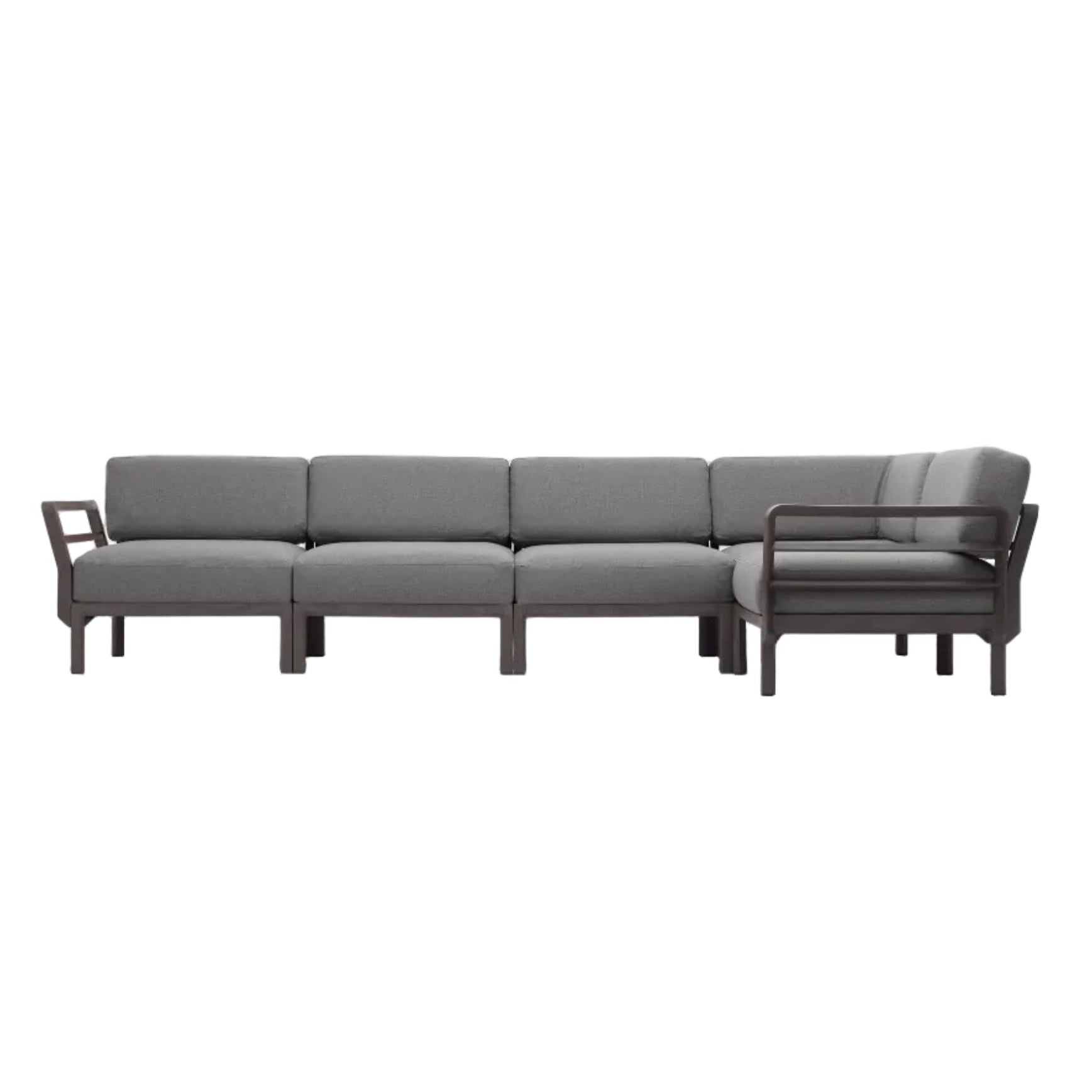 MAXIMO 5 Gray Modular Outdoor Corner Sofa with Brown Base