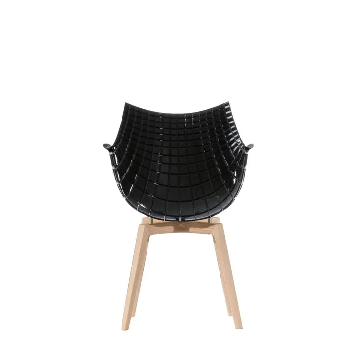 Stolička MERIDIANA čierna s jaseňovým podstavcom