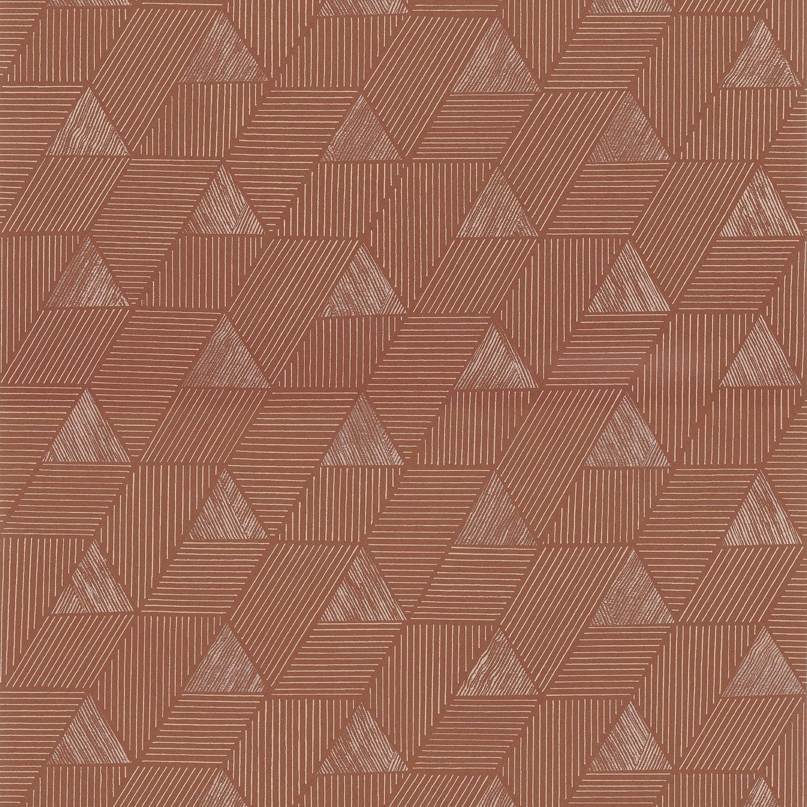 Structural wallpaper with geometric pattern MÉROÉ - TERRE BATTUE/VUIVRE terracotta
