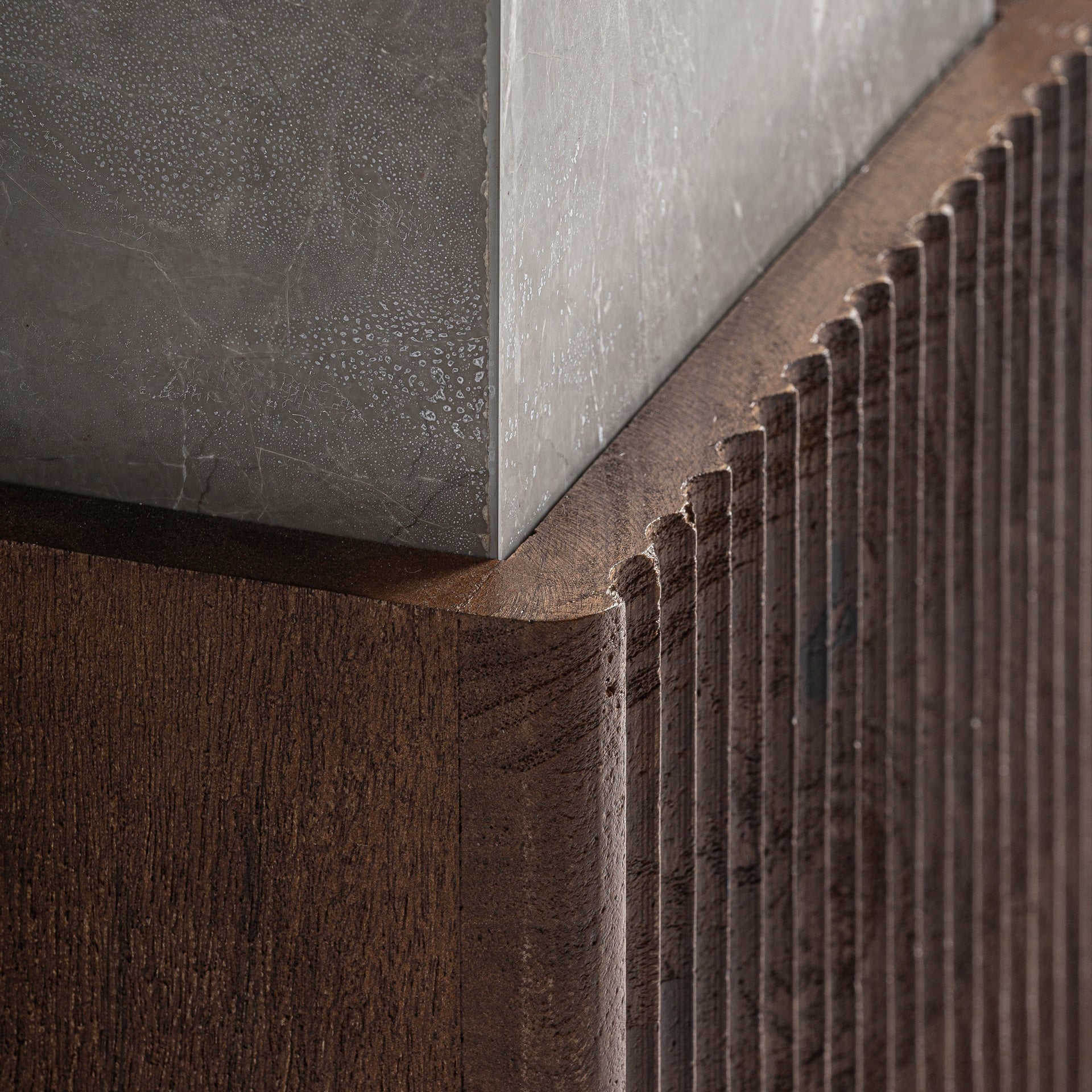 ANZEX Side Table in Mango Wood with Grey Marble