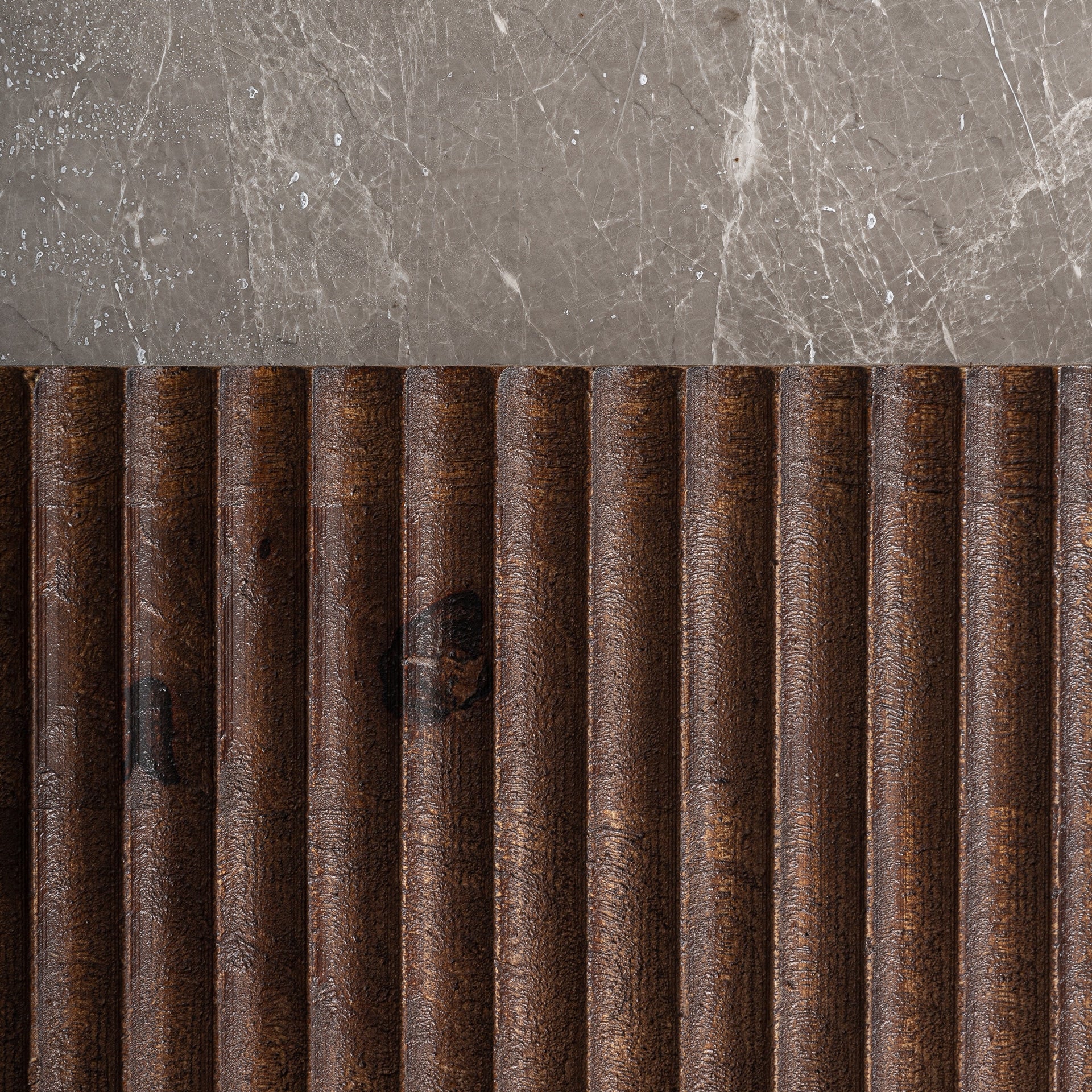 ANZEX Side Table in Mango Wood with Grey Marble
