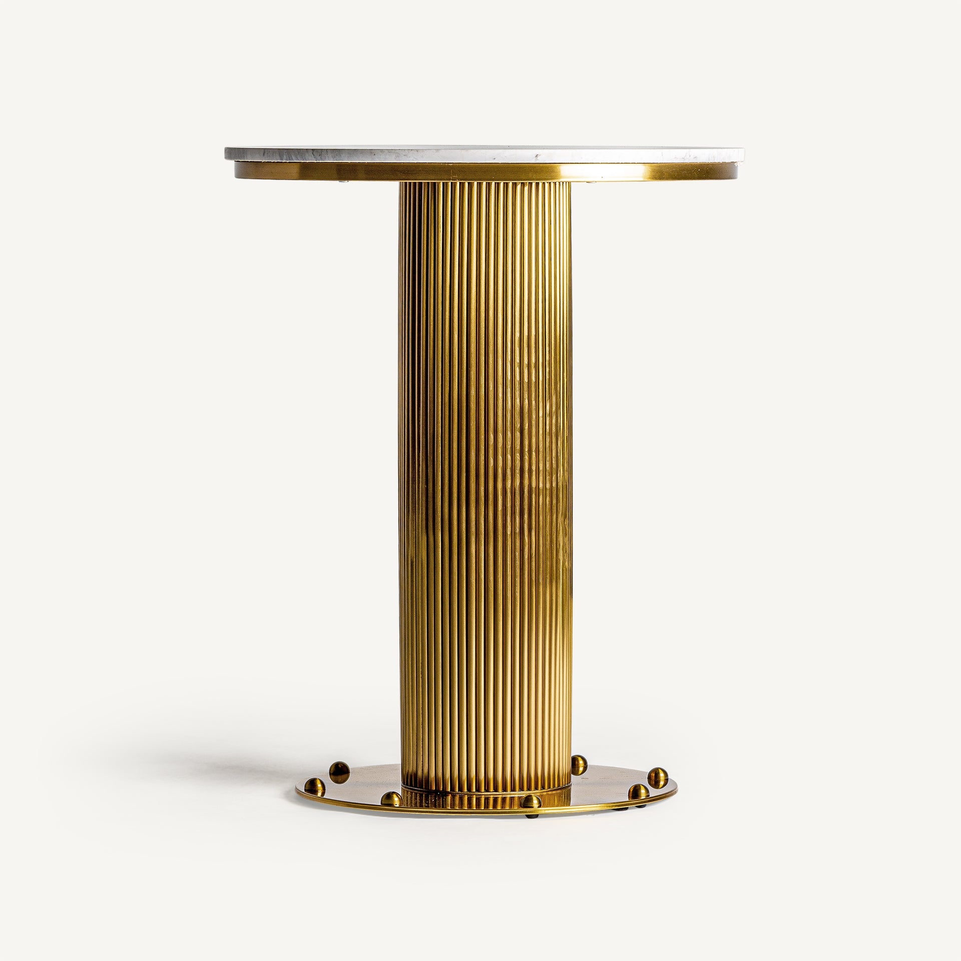 Round Bar Table DOLNY White Marble with Gold Base
