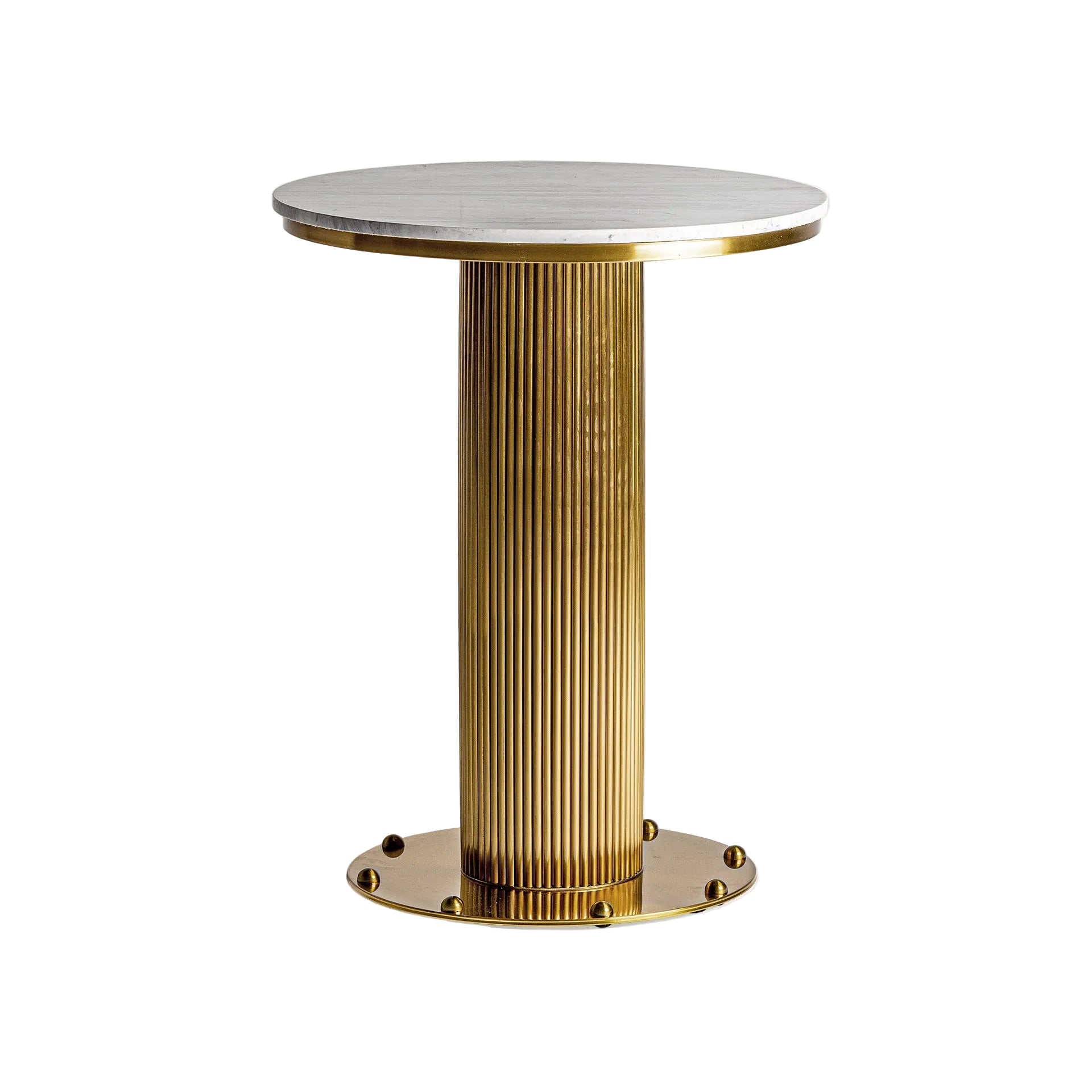 Round Bar Table DOLNY White Marble with Gold Base
