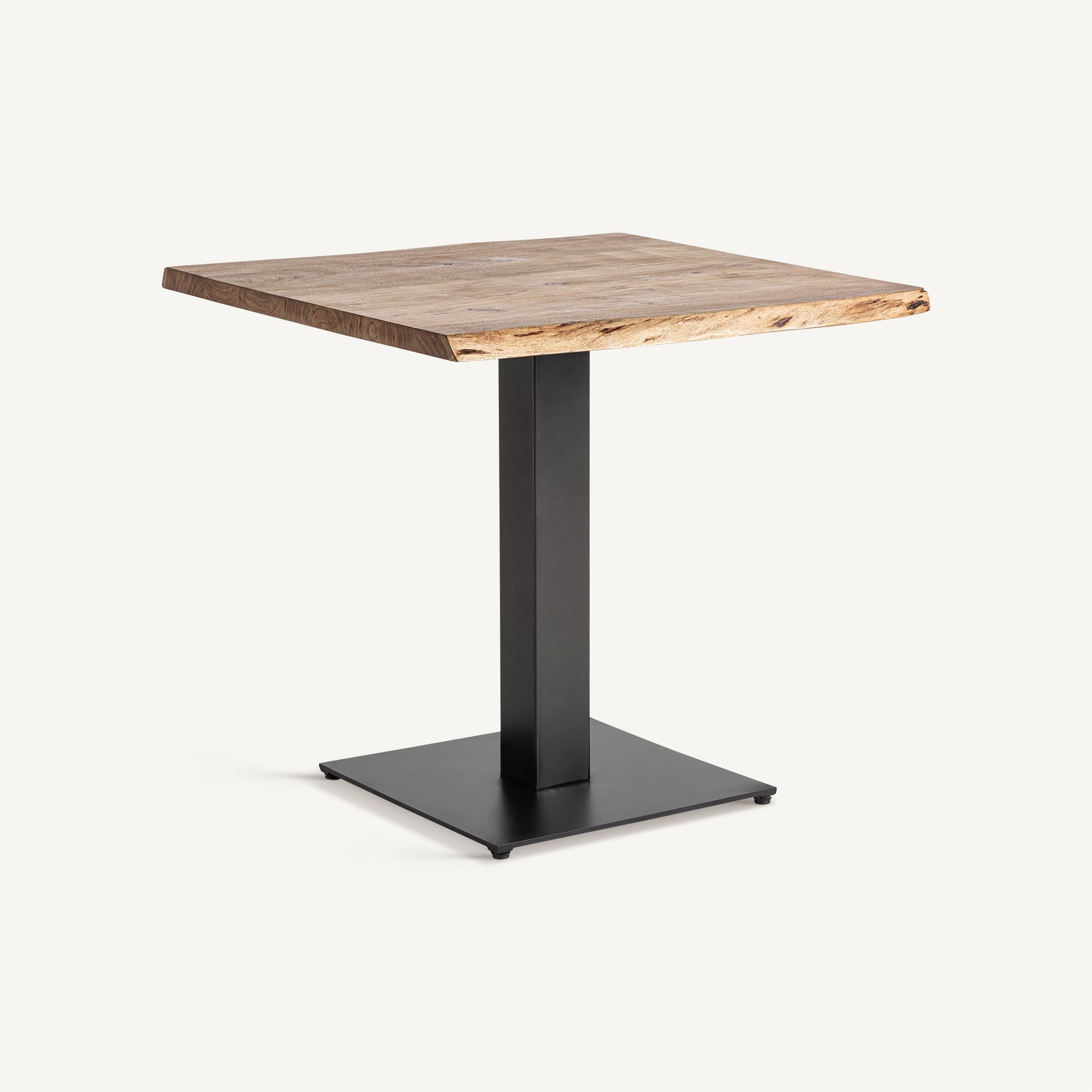 Barový stôl TINJAT z akáciového dreva s čiernym podstavcom