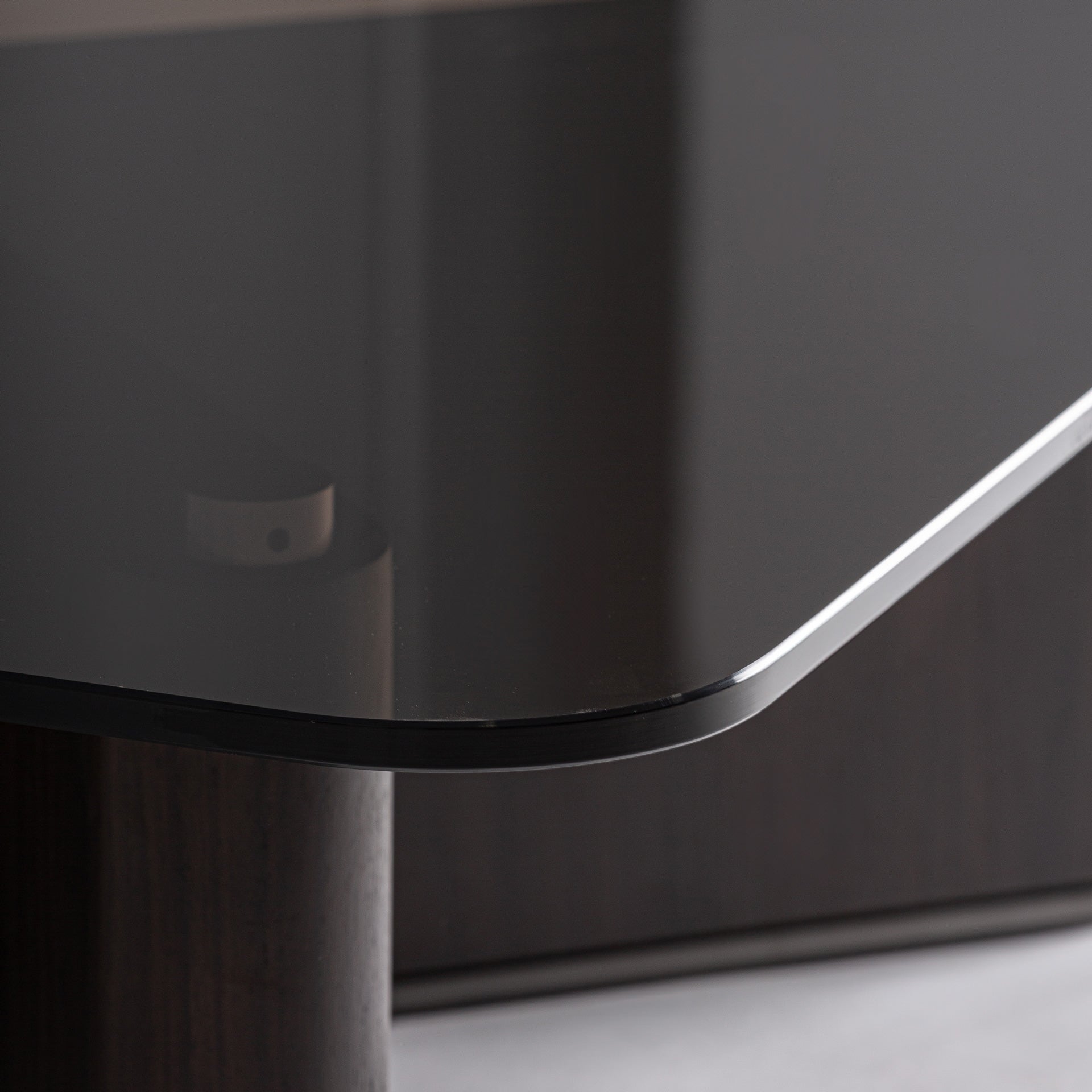 BRANSBY Coffee Table in Dark Ash Wood with Glass Top