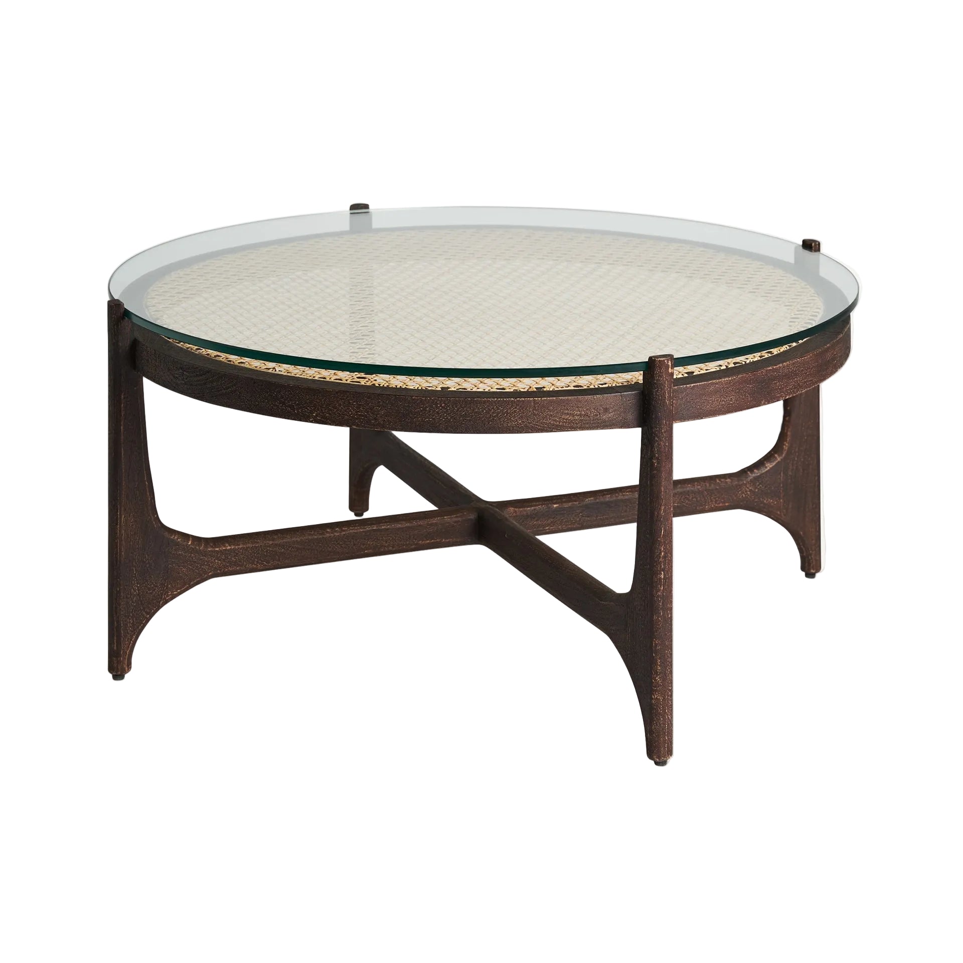 NOSSEN Coffee Table Mango Wood with Glass Top