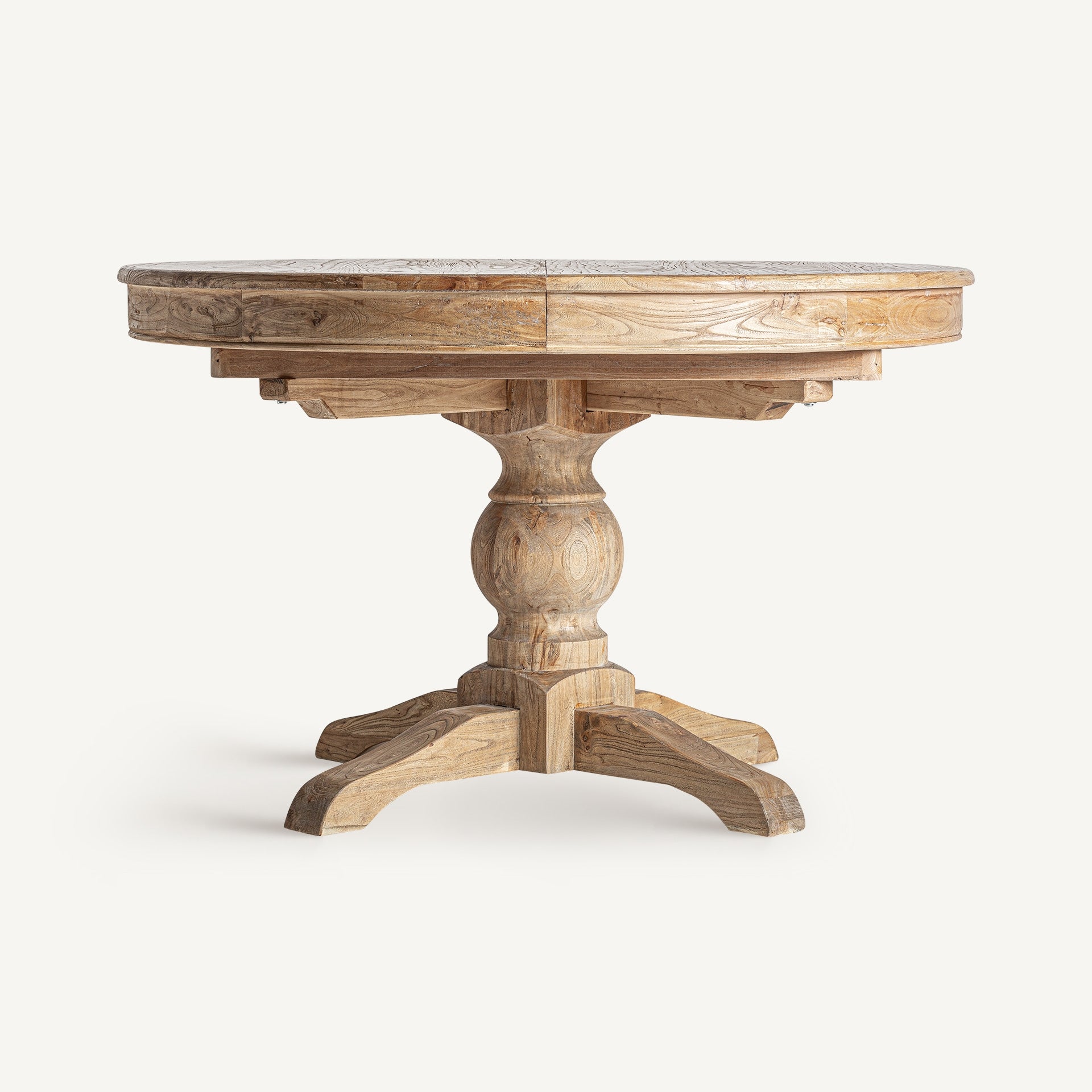 SONVIGO Round Extendable Table, Recycled Ash Wood