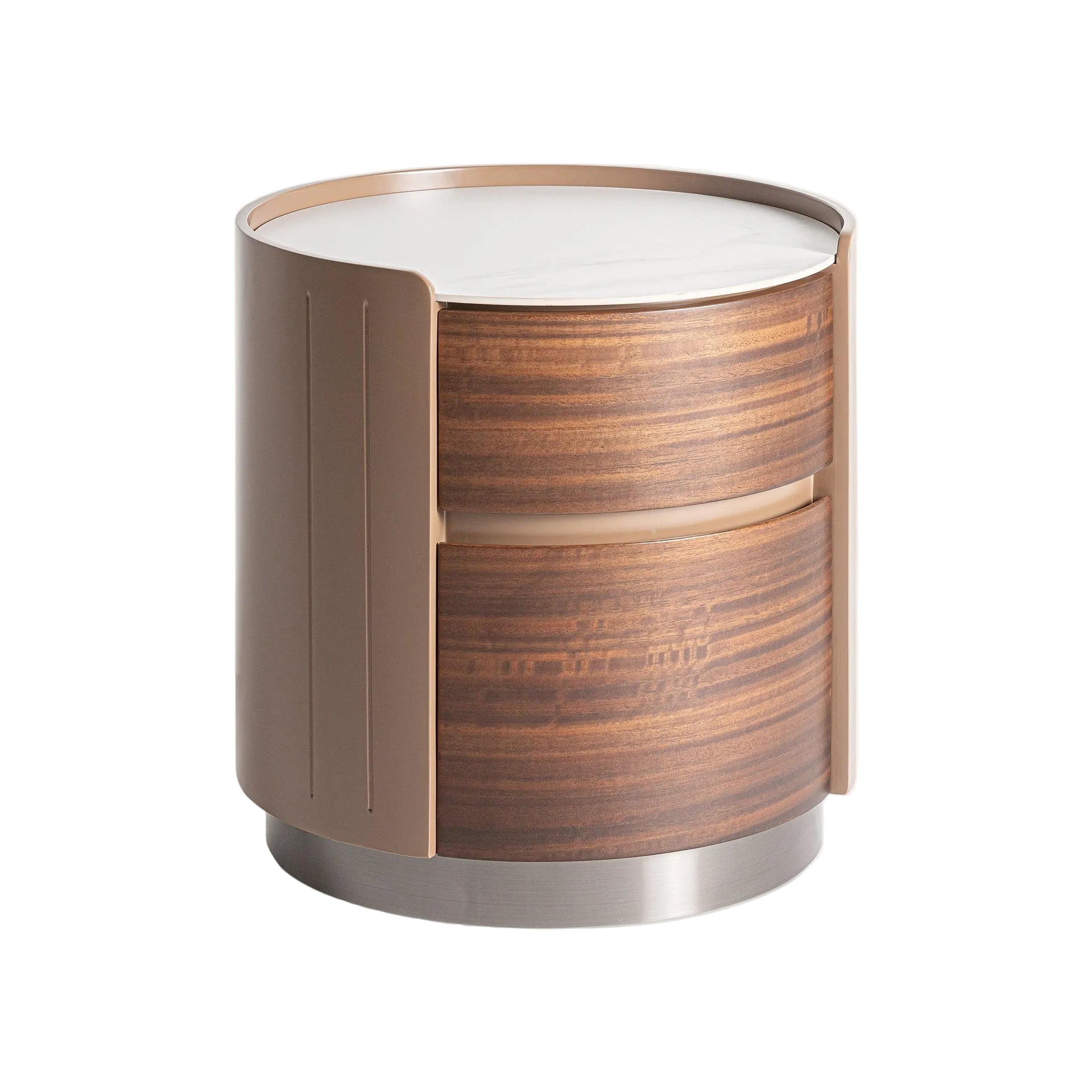 Nightstand with Drawers GISWIL Eucalyptus Veneer with Beige Finish