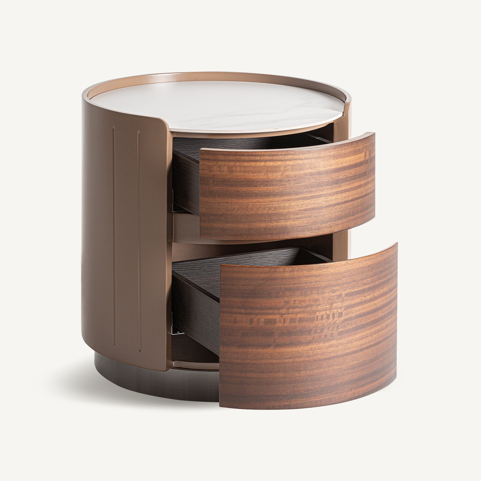 Nightstand with Drawers GISWIL Eucalyptus Veneer with Beige Finish
