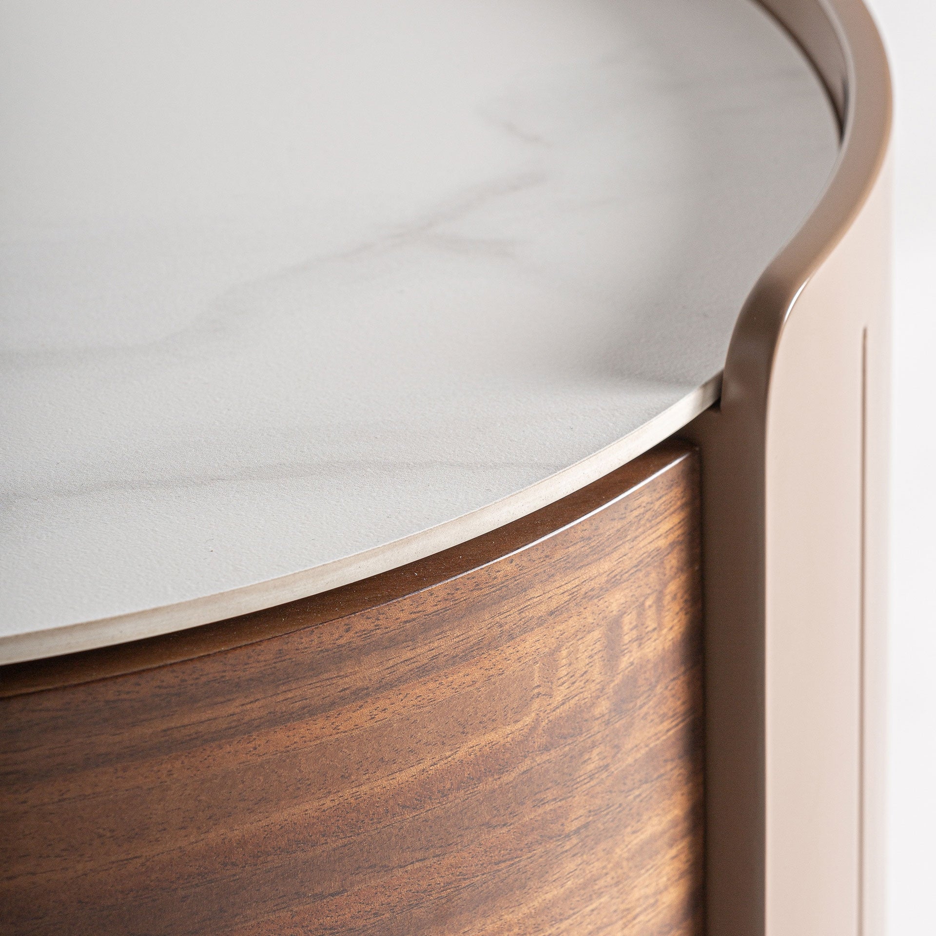Nightstand with Drawers GISWIL Eucalyptus Veneer with Beige Finish