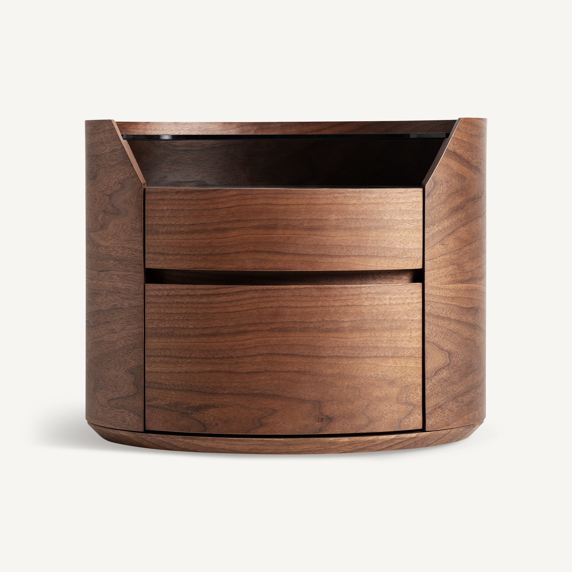 LECCO Nightstand with Wooden Frame and Glass Top