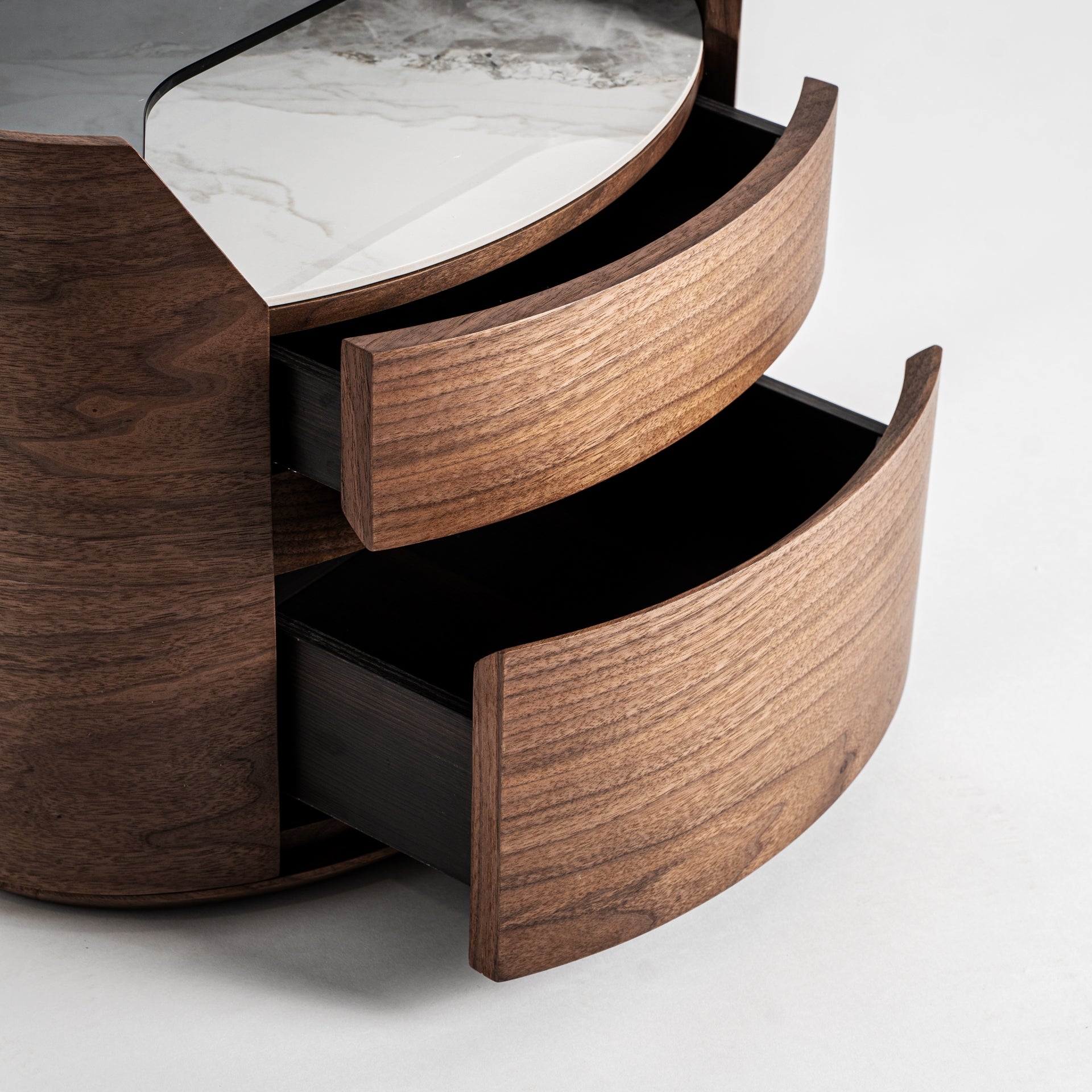 LECCO Nightstand with Wooden Frame and Glass Top