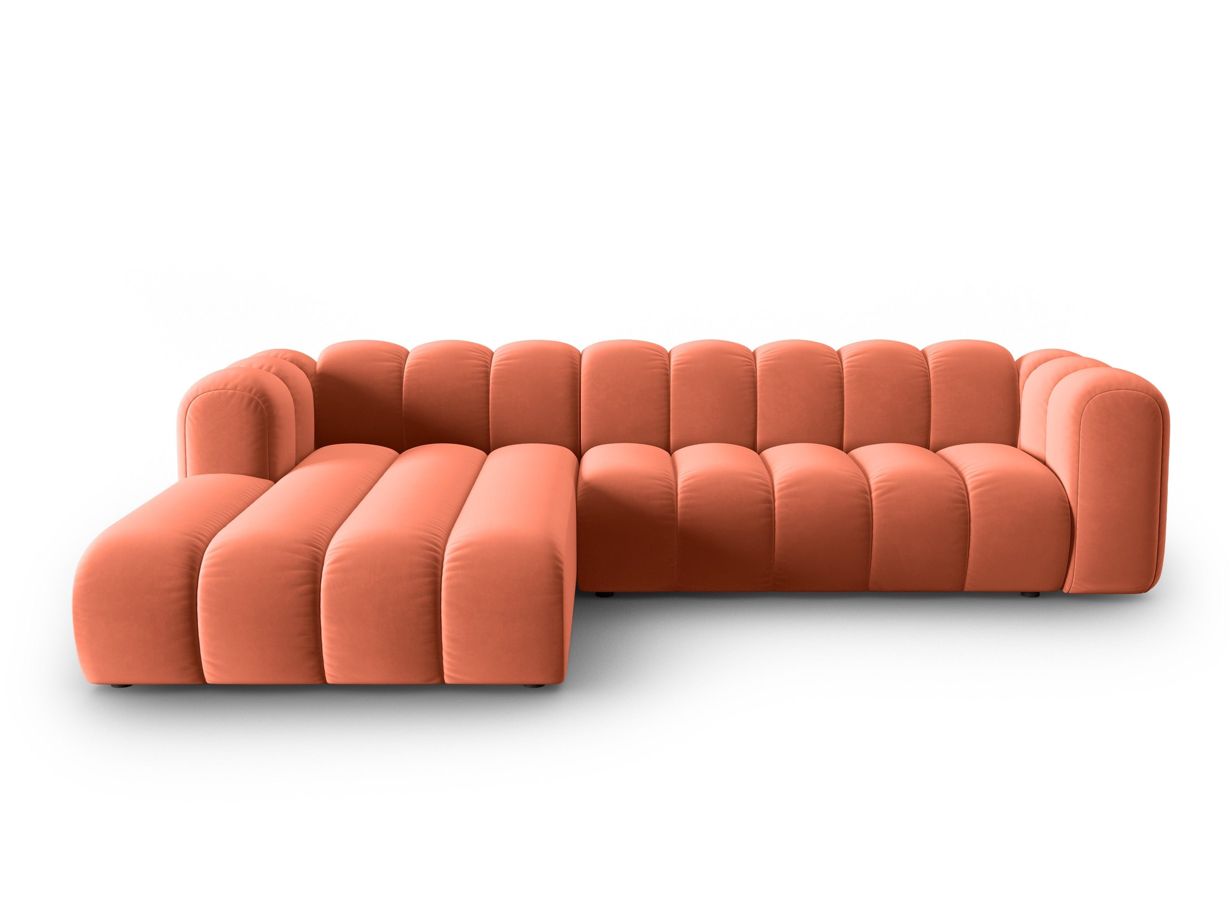 Narożnik aksamitny 4-osobowy lewostronny SKYLER koralowy Interieurs 86    Eye on Design