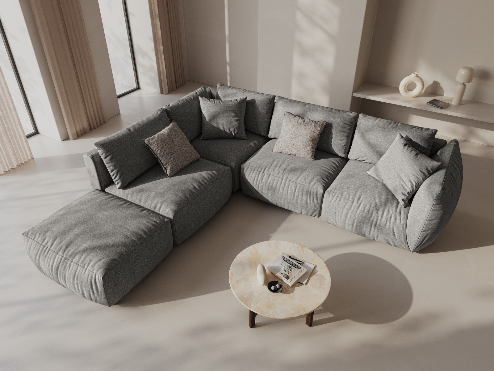 Modulárna pohovka CHRIS - stredný prvok šedý šenil