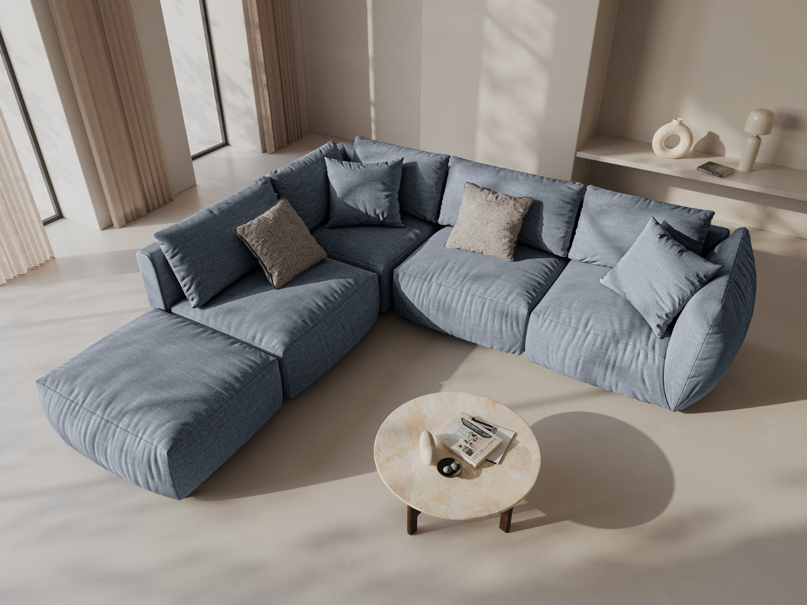 CHRIS Modular Sofa - Light Blue Chenille Corner Element
