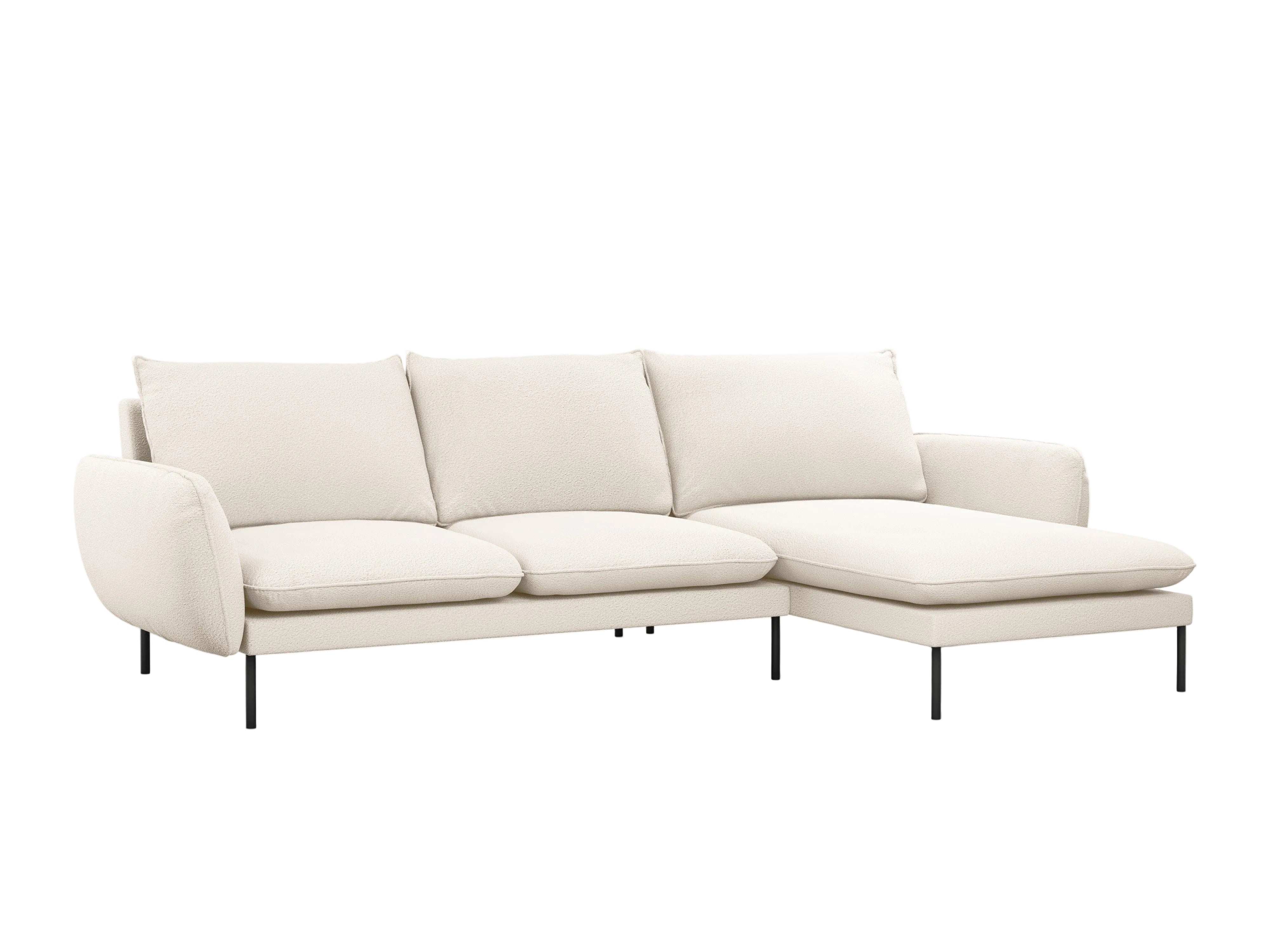 Narożnik w tkaninie boucle prawostronny VIENNA beżowy z czarną podstawą Cosmopolitan Design    Eye on Design