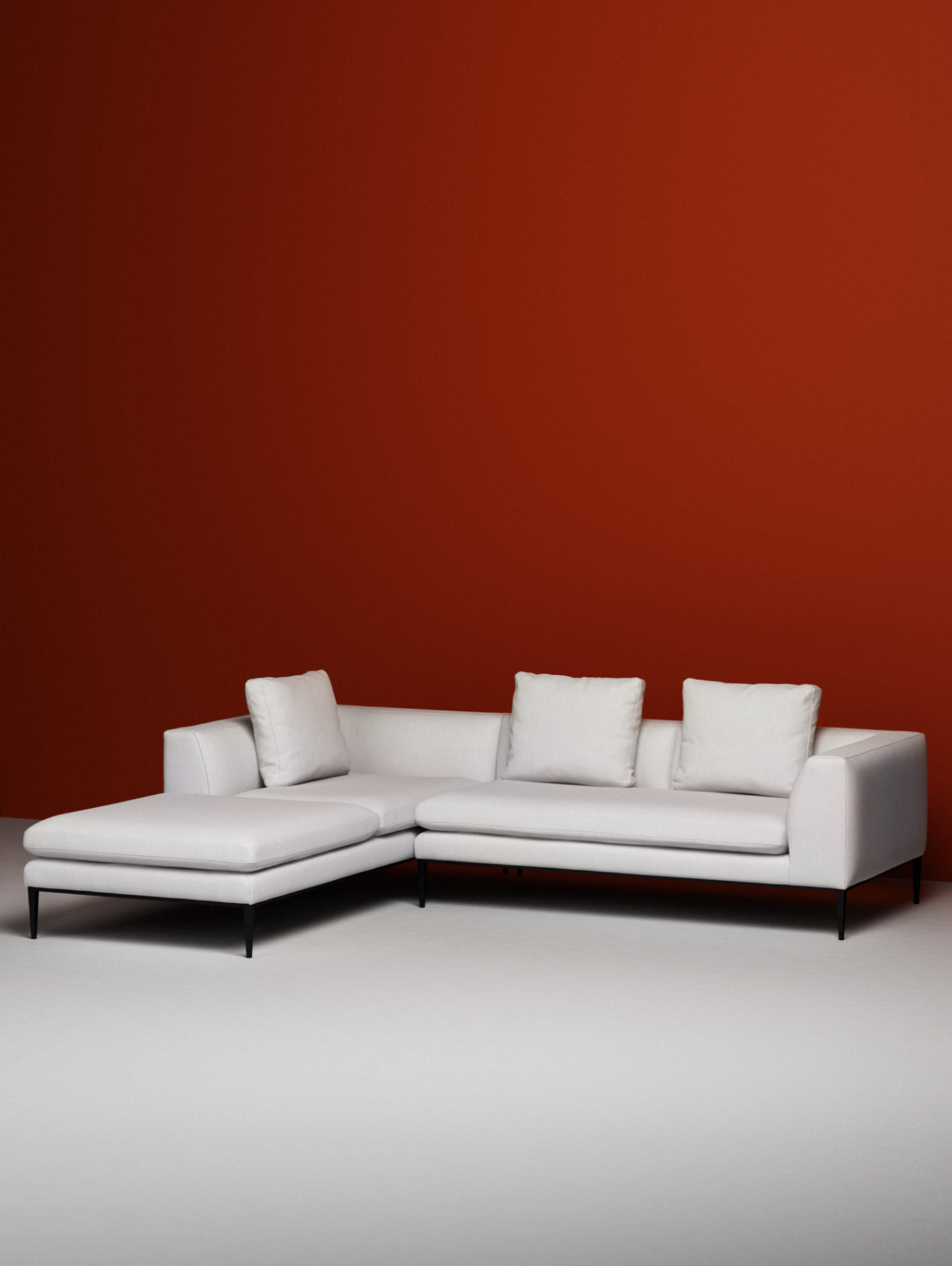 3-Seater Right-Hand Corner Sofa NASH Upholstered with Black Base