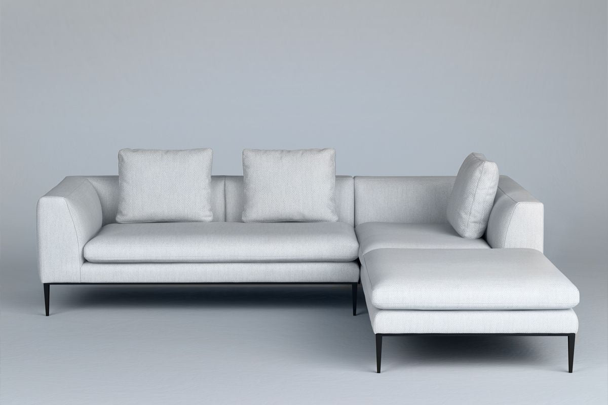 3-Seater Right-Hand Corner Sofa NASH Upholstered with Black Base