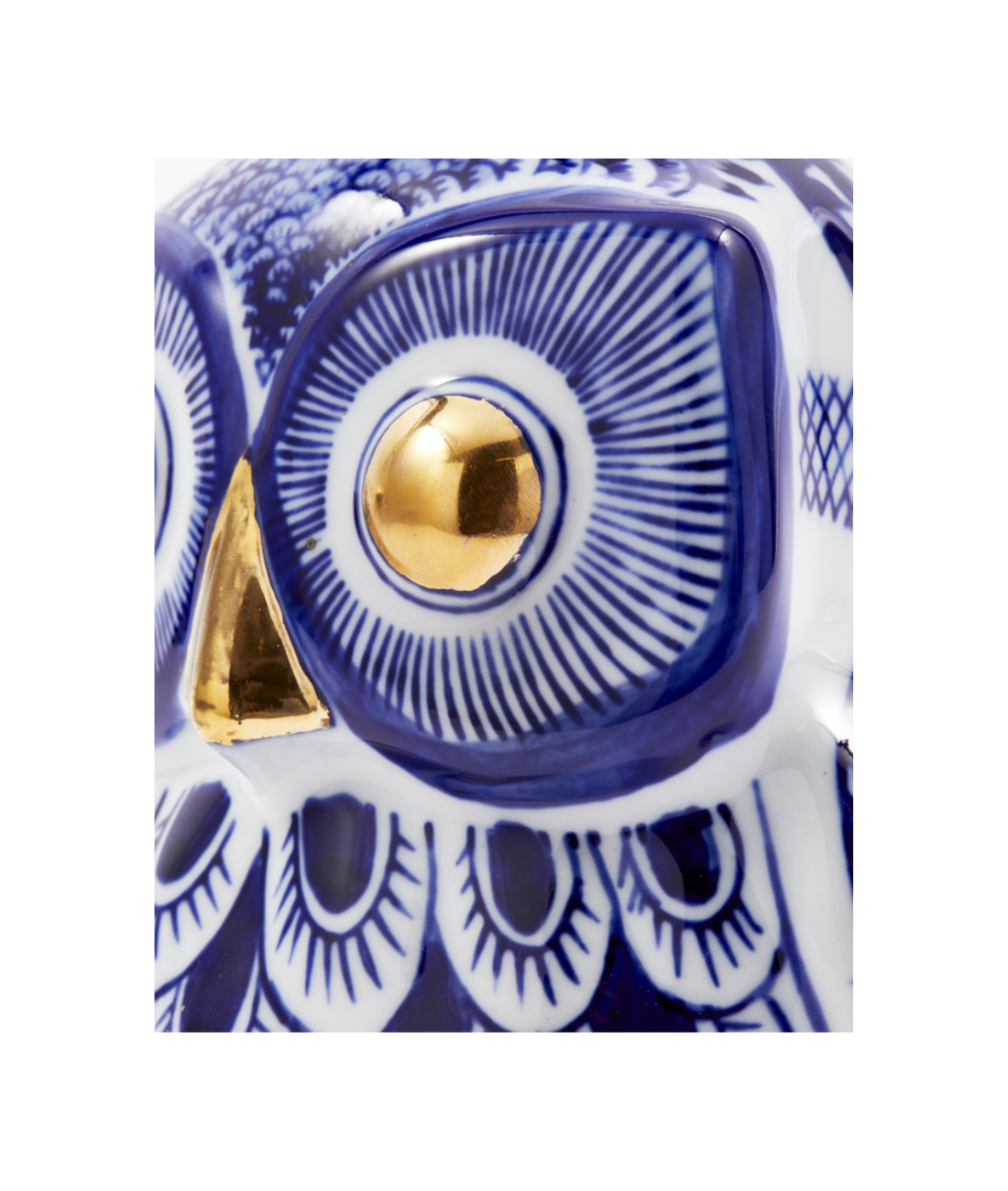 Dark Blue Porcelain Owl Piggy Bank