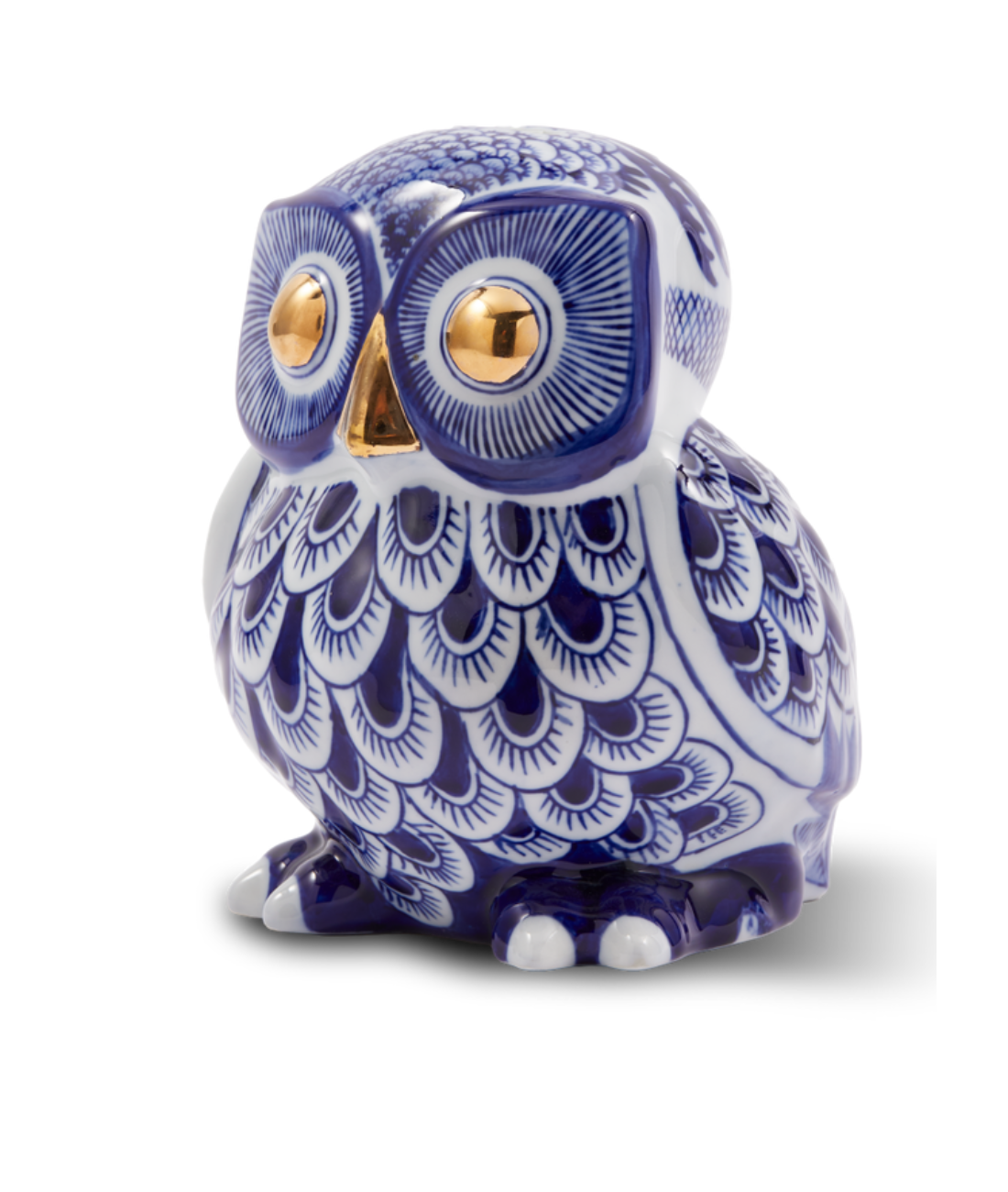 Dark Blue Porcelain Owl Piggy Bank