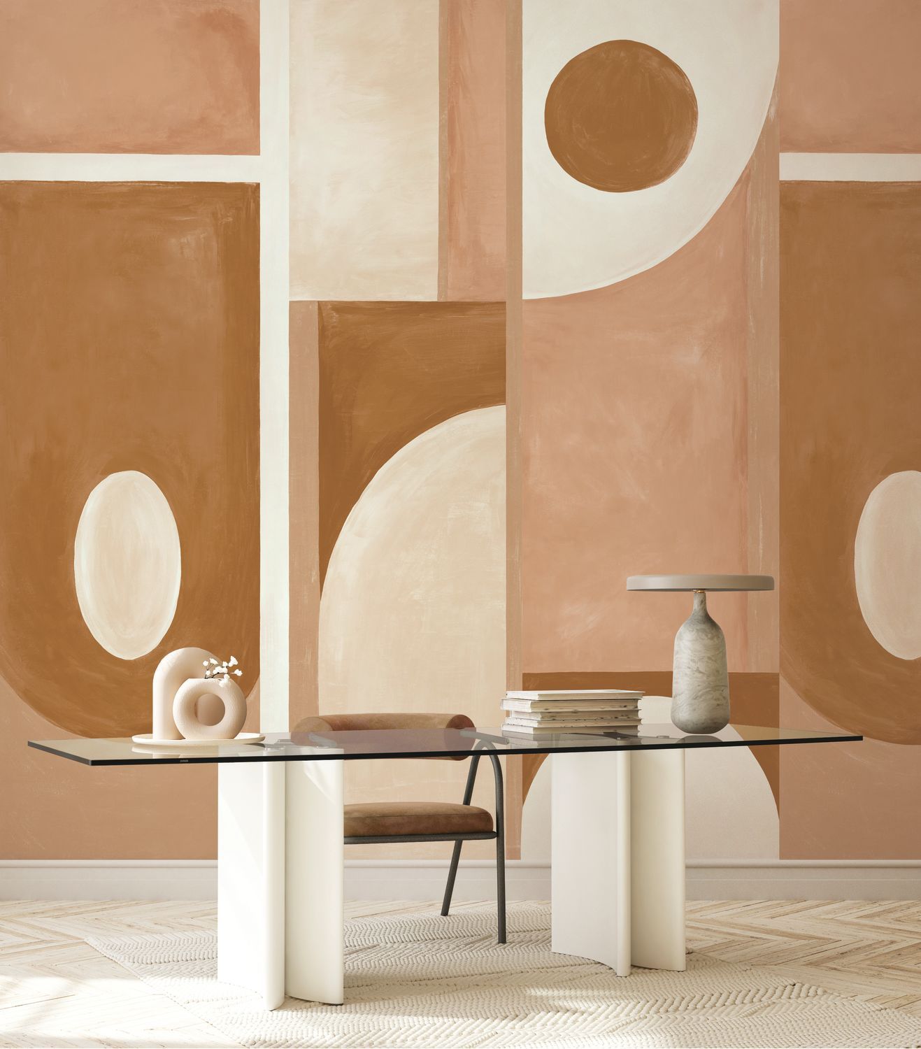Mural with Abstract Pattern PICTURA Brown