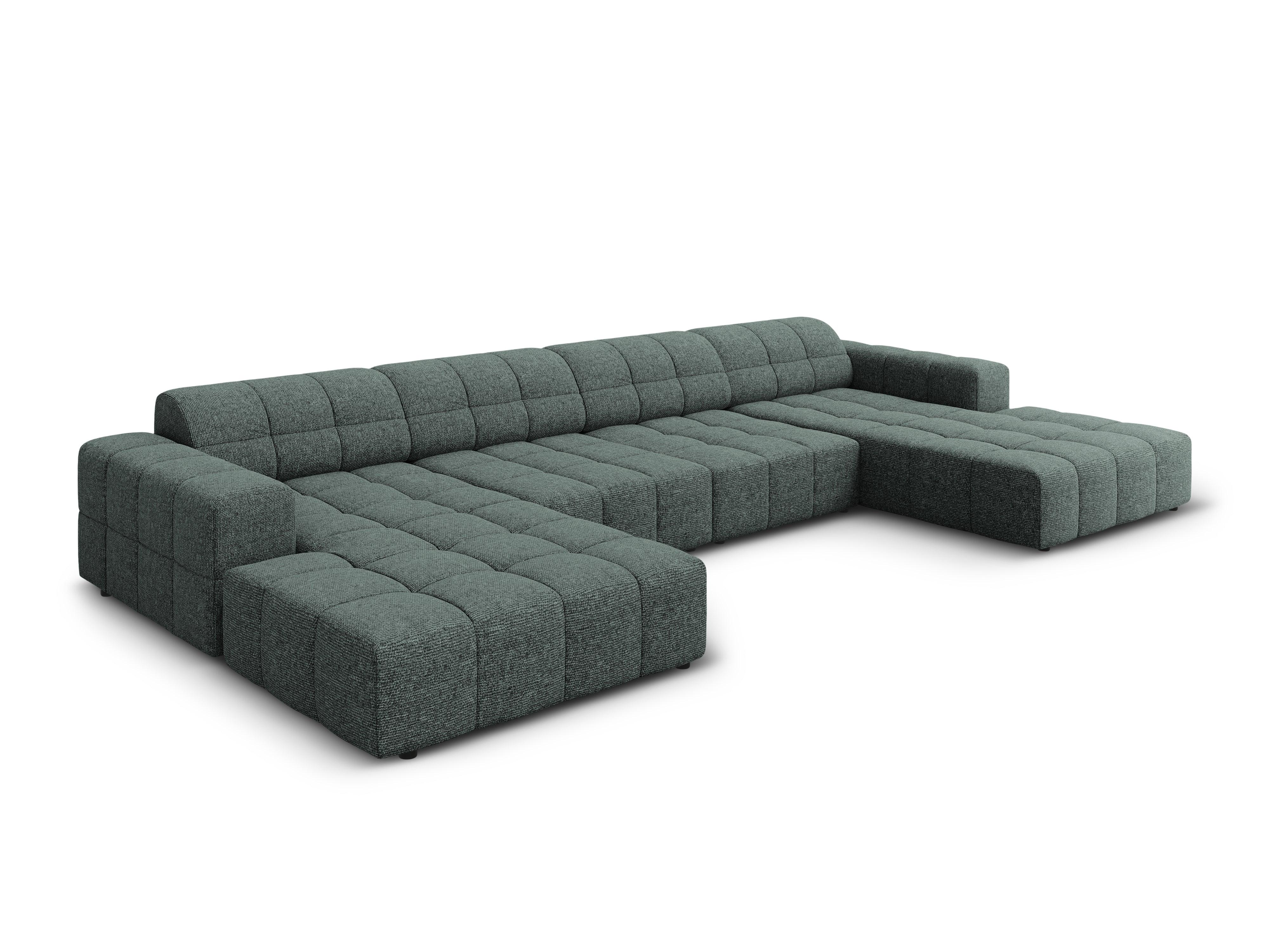 Panoramic 6-seater sofa CHICAGO petrol chenille Cosmopolitan Design Eye on Design