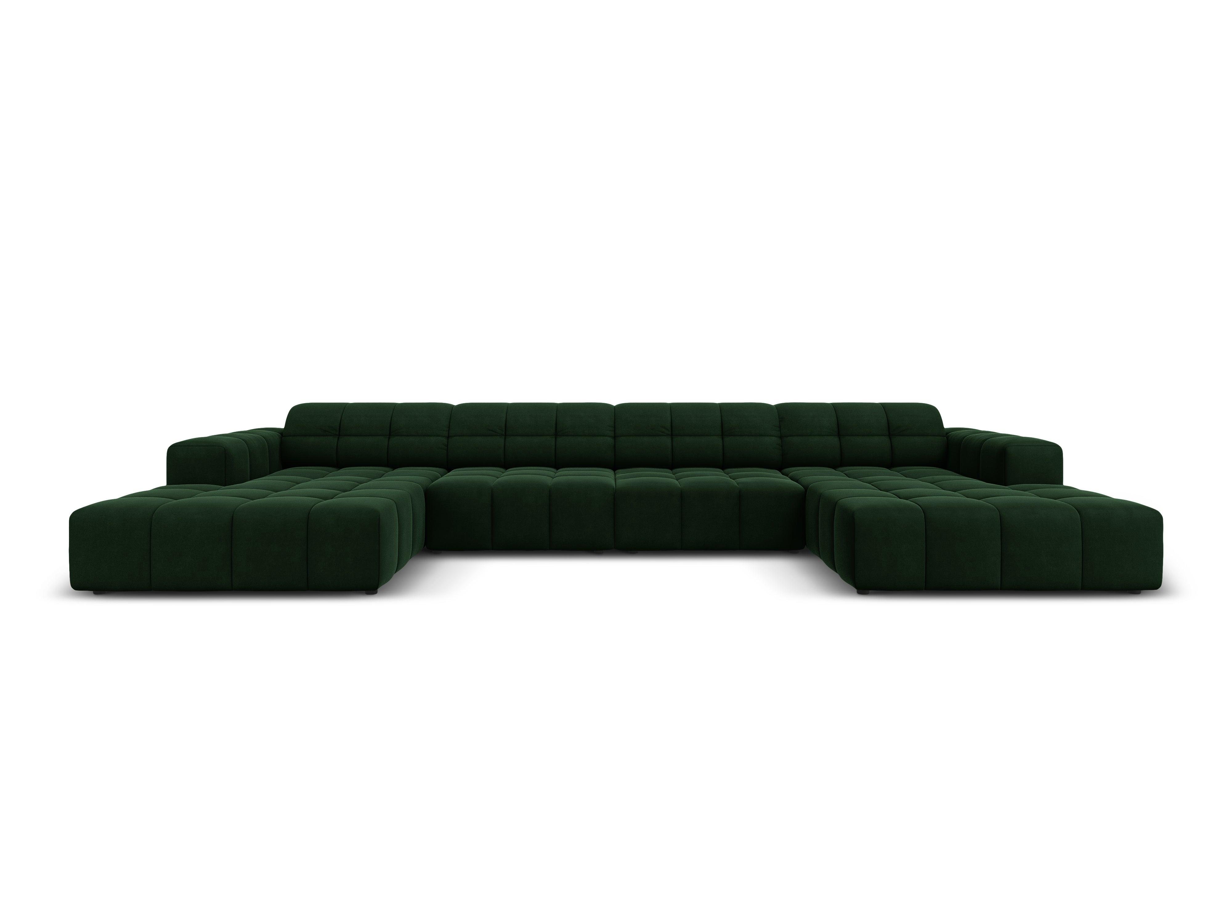 Panoramic velvet 6-seater sofa CHICAGO bottled green Cosmopolitan Design Eye on Design