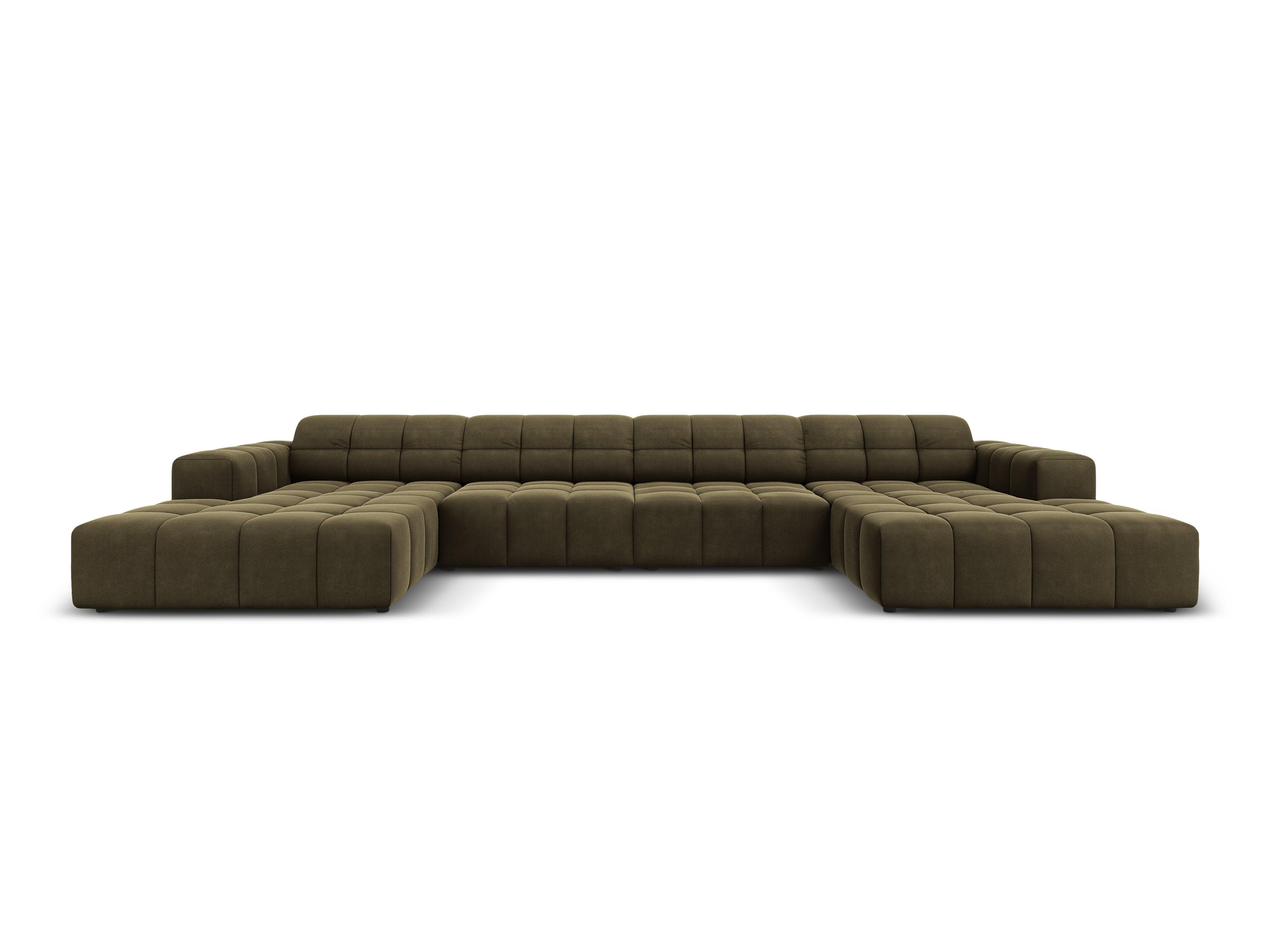 Panoramic velvet 6-seater sofa CHICAGO olive Cosmopolitan Design Eye on Design