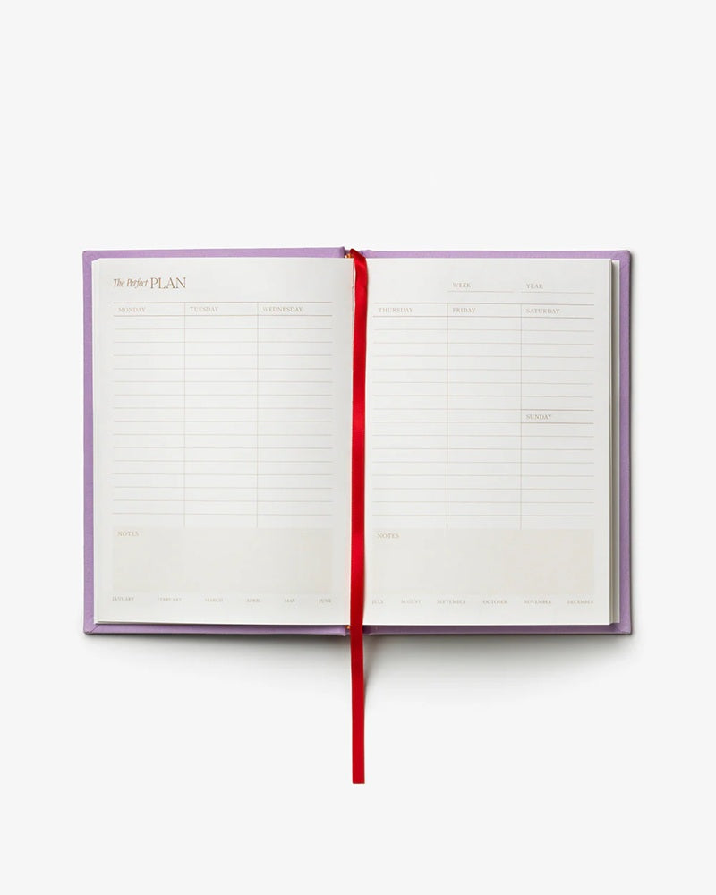Weekly Planner THE PERFECT PLAN purple with red