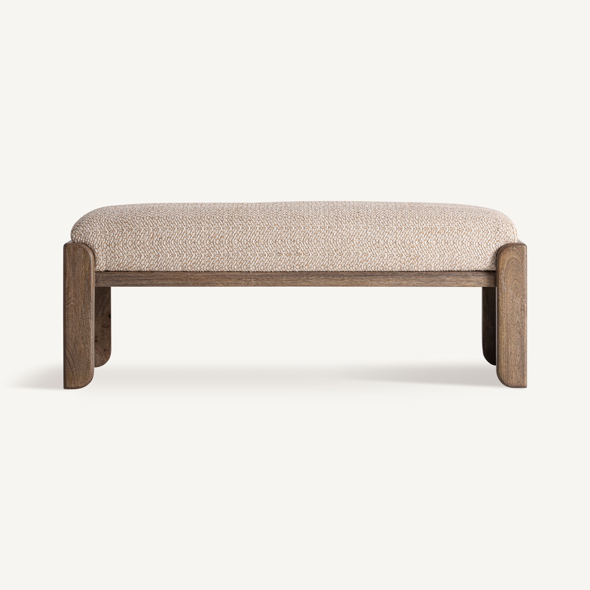 LIERMO Bench in Beige with Mango Wood Base