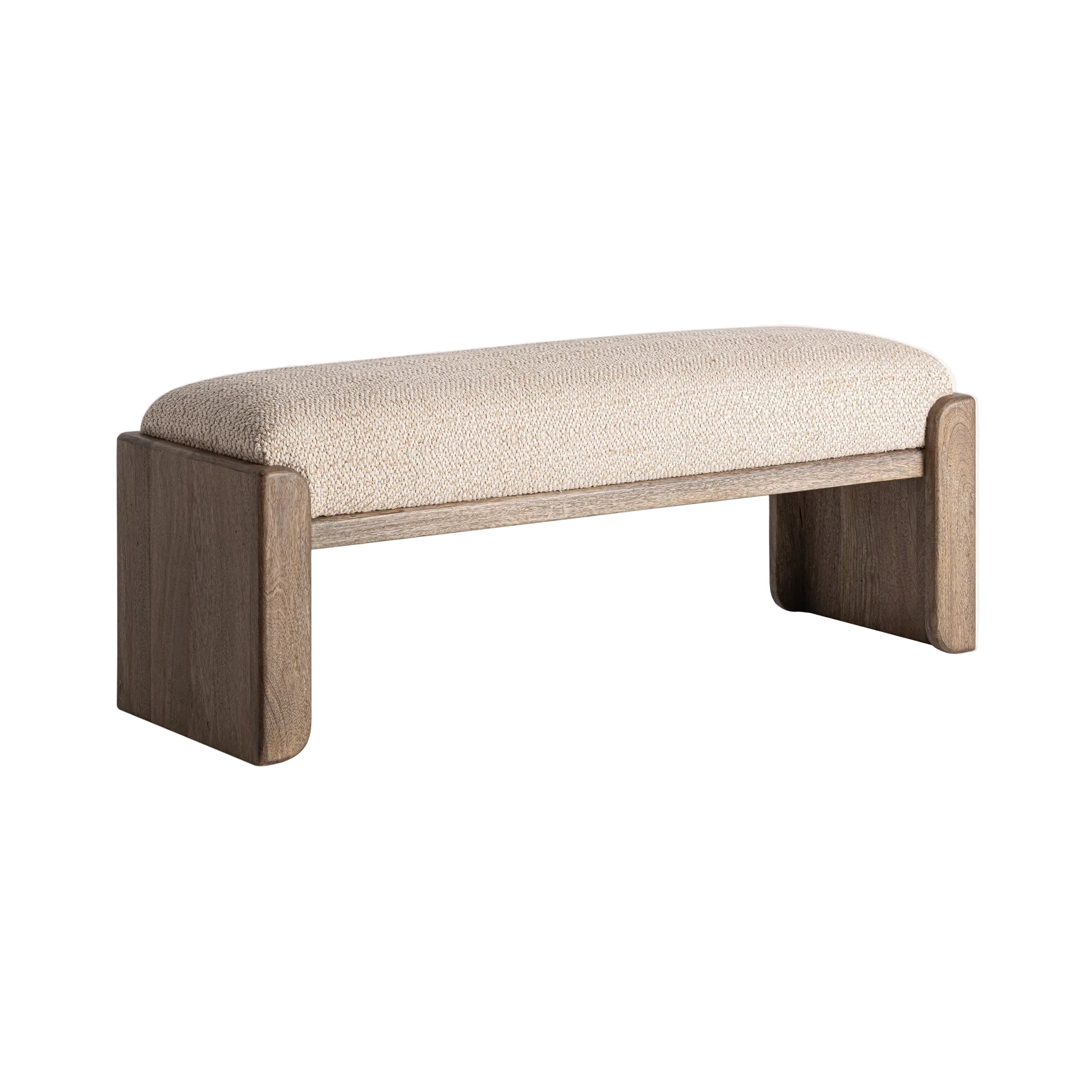 LIERMO Bench in Beige with Mango Wood Base