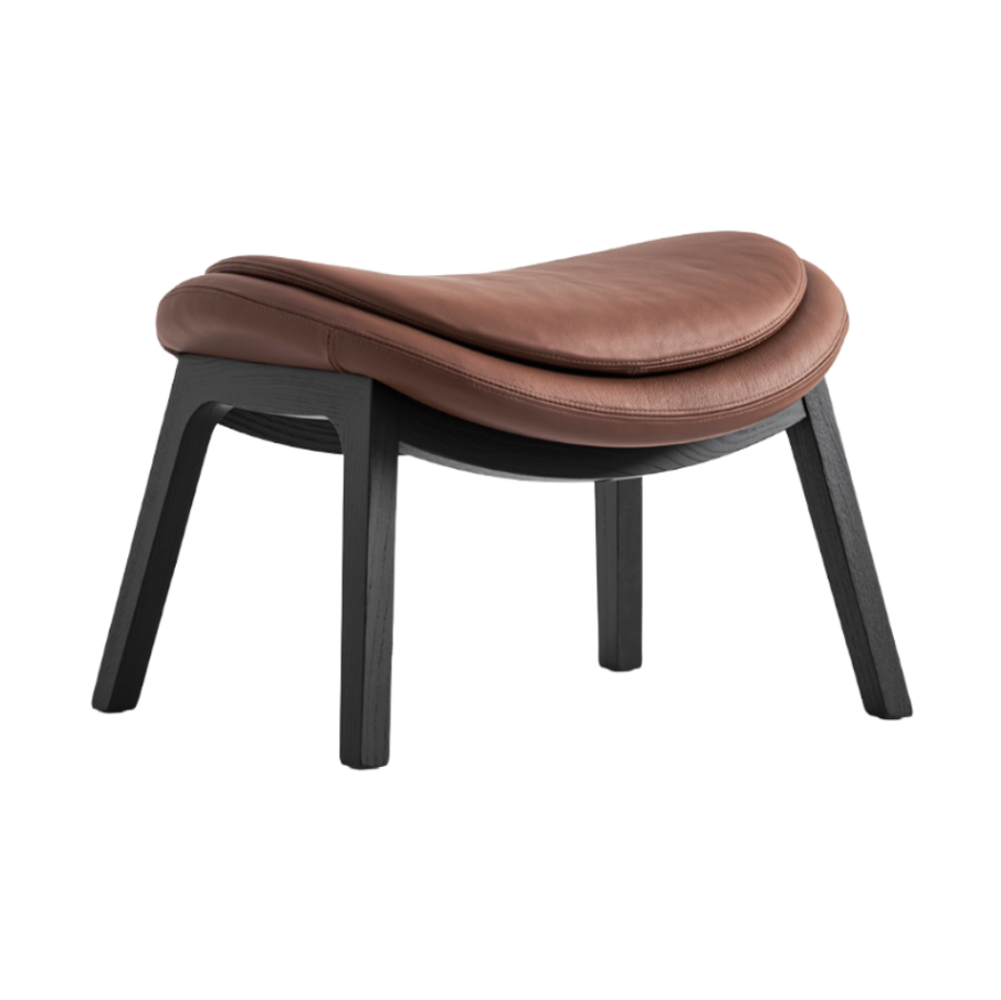 Upholstered LAZY Footrest with Black Wooden Base