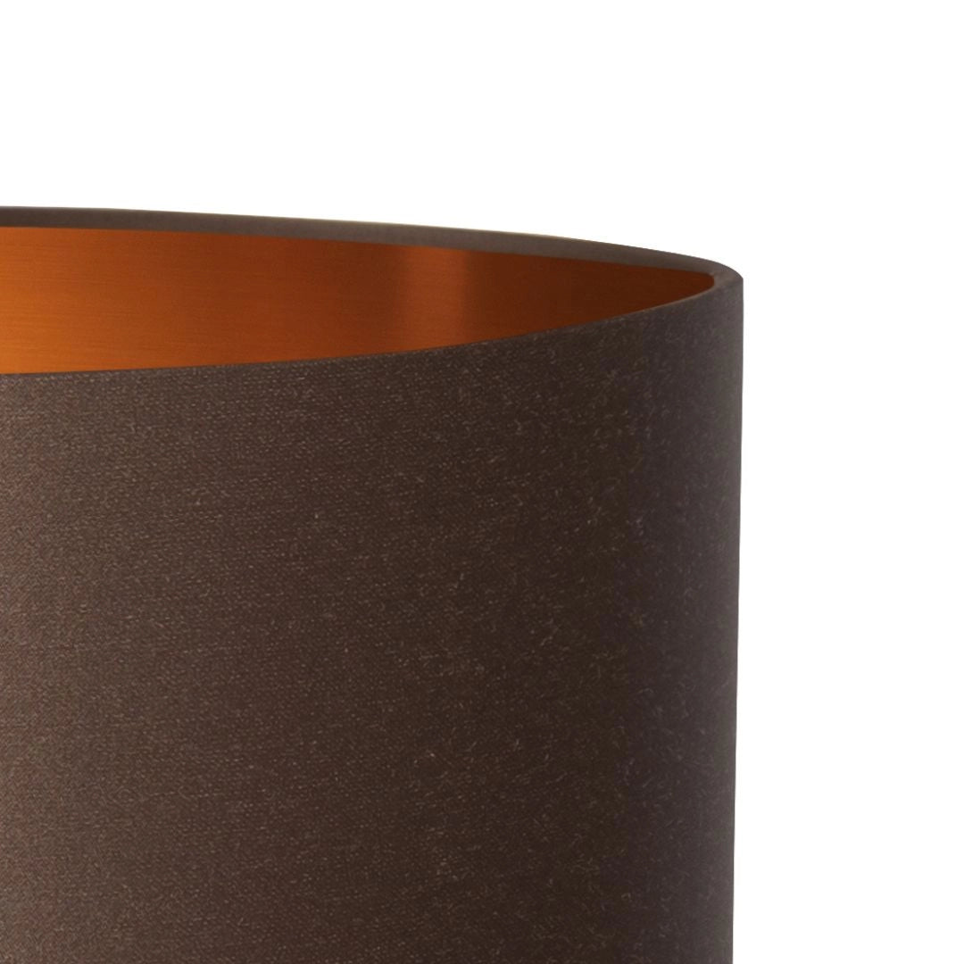 SALVADOR table lamp with smoked glass, brown shade, and black finish