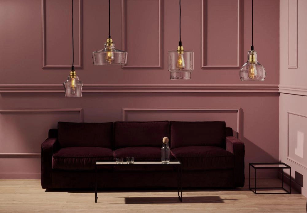 Závesná lampa LONGIS I priehľadná so zlatou farbou