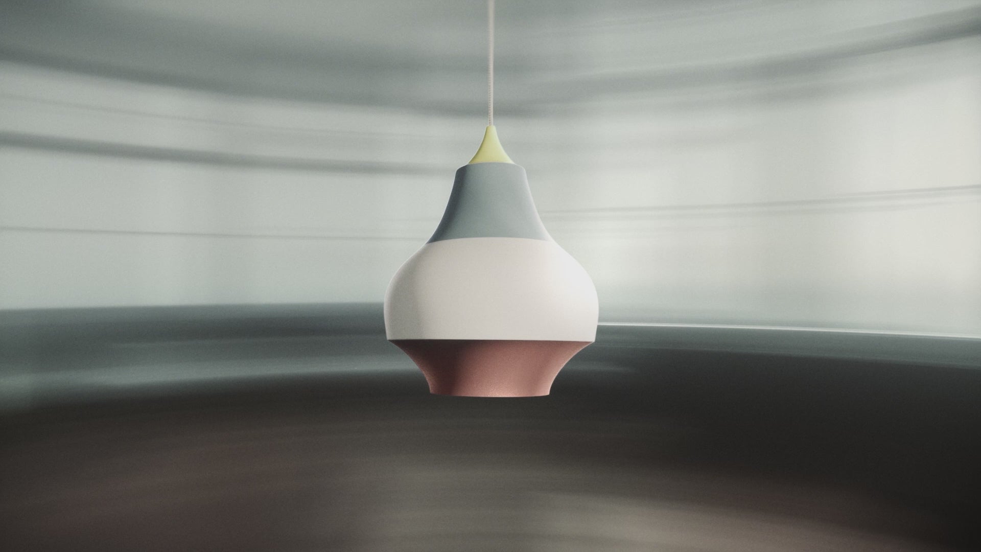 Pendant lamp CIRQUE yellow-green-blue with red tip