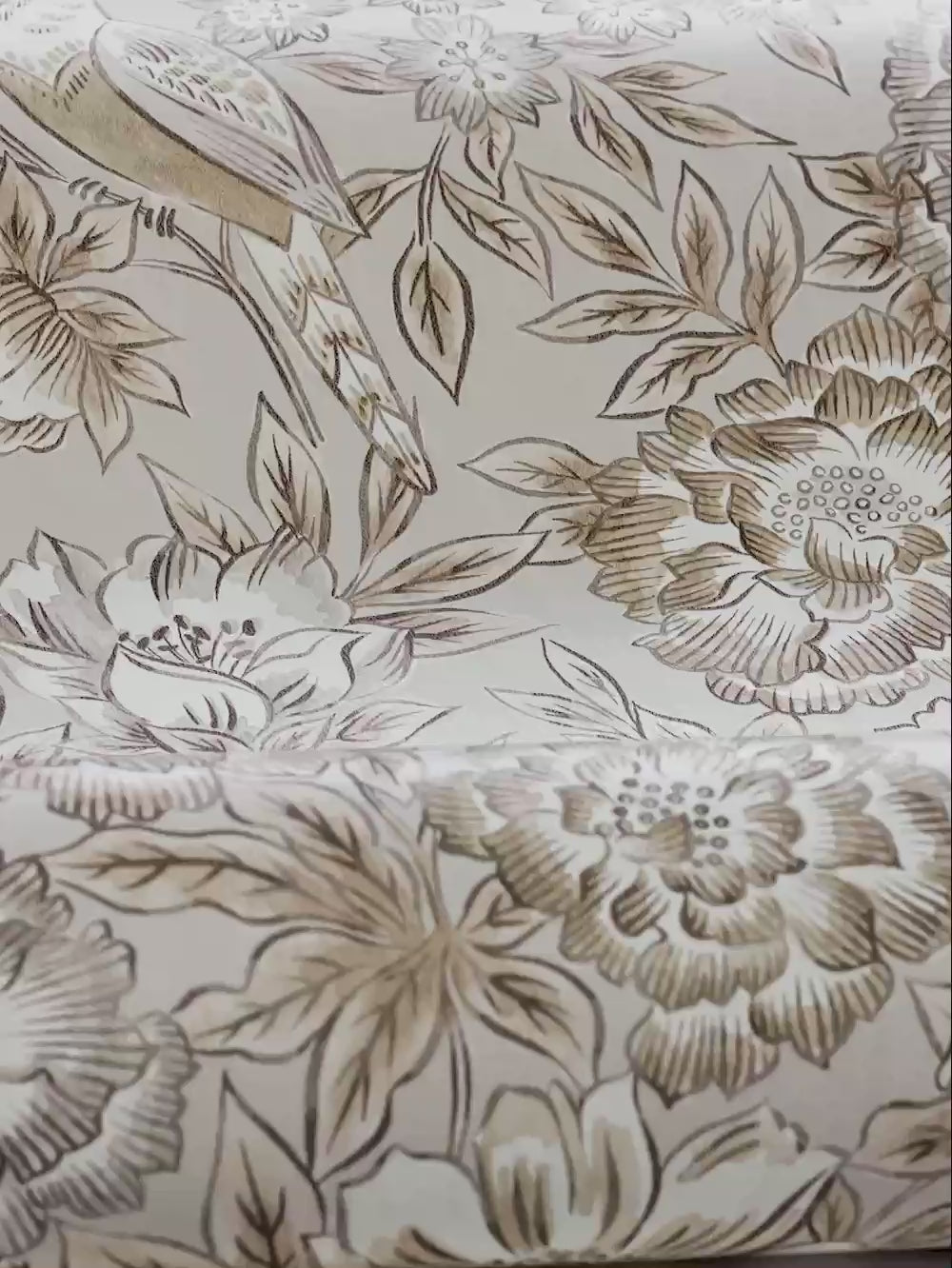 DAGMAR Beige Floral Plant Motif Wallpaper with White