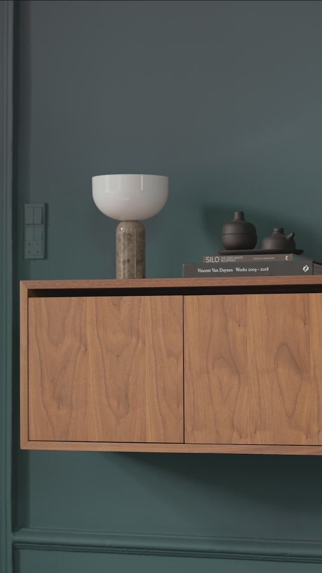 Hanging cabinet with door to New Works Walnut Veneer