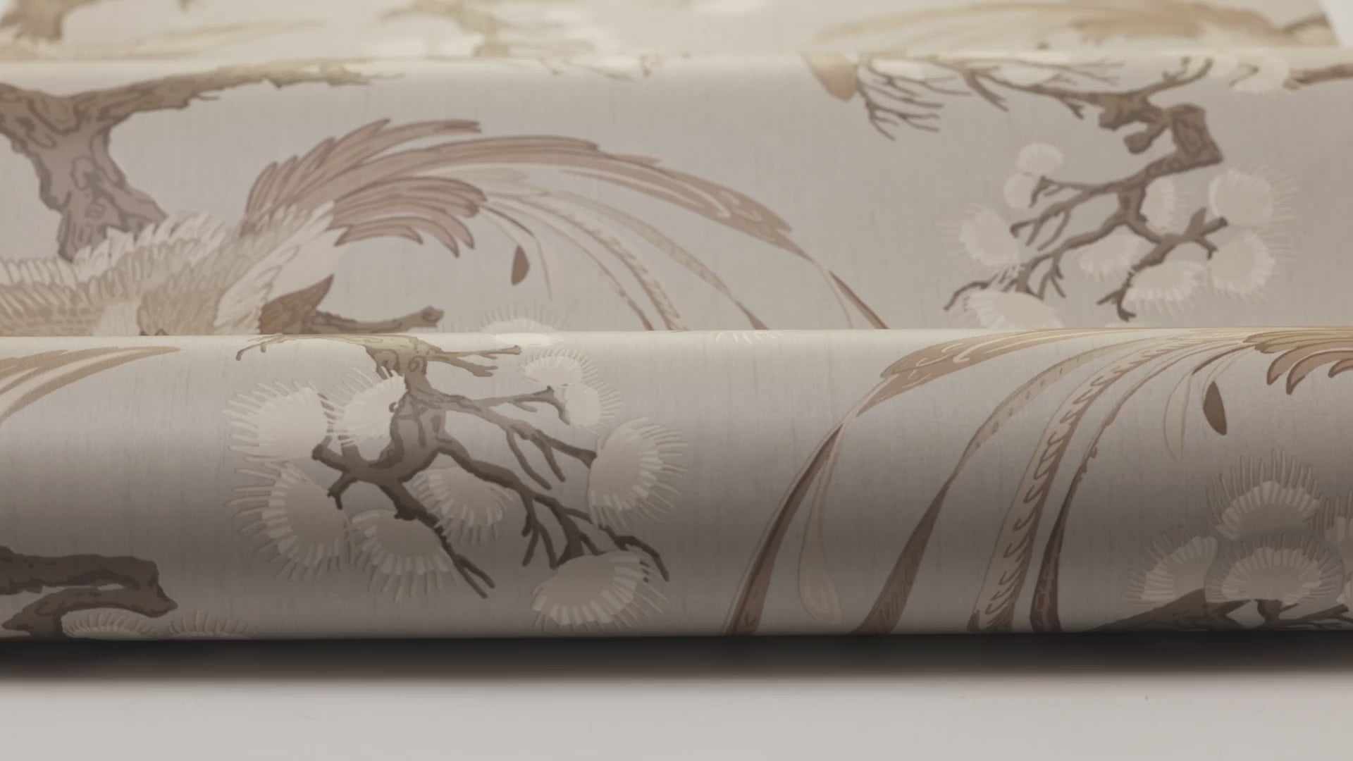 FENIX Wallpaper with Plant and Animal Motif in Muted Beige