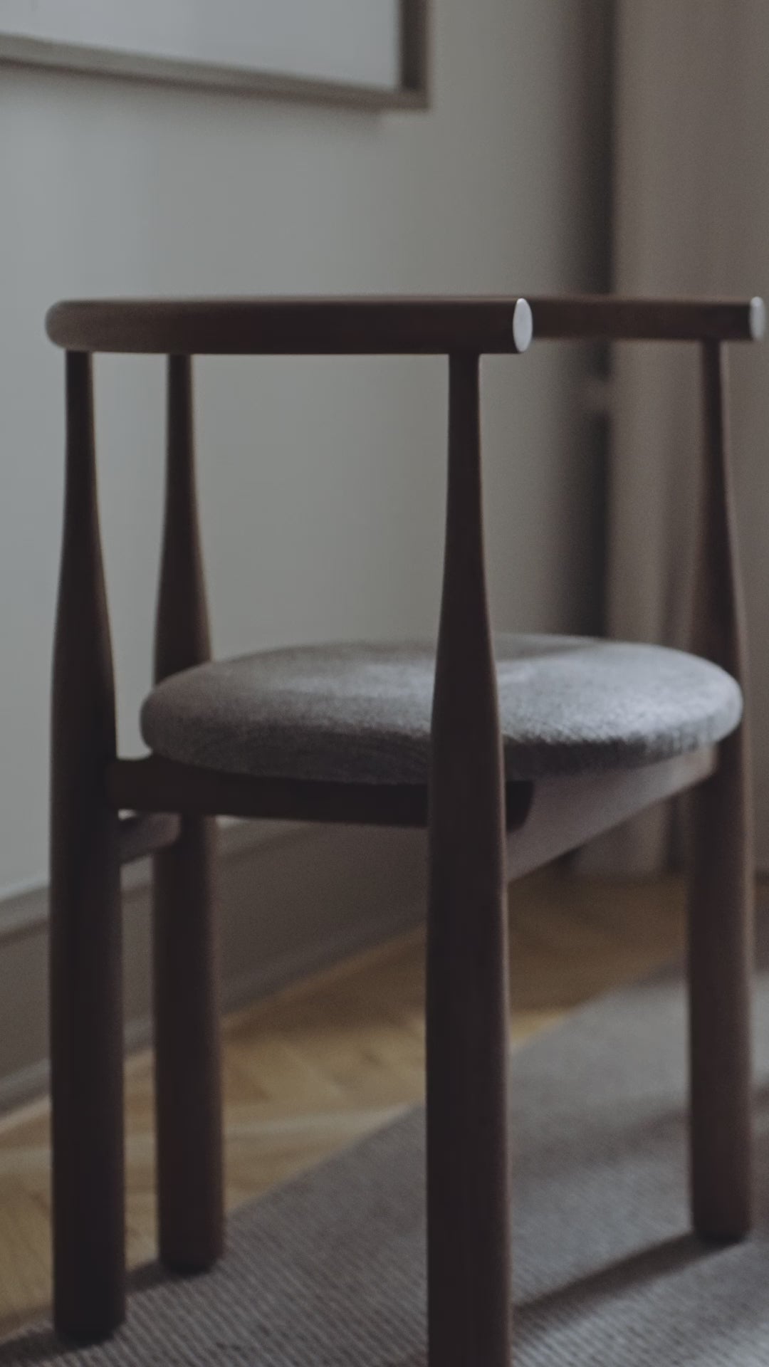 Bukowski chair upholstered with a nut base
