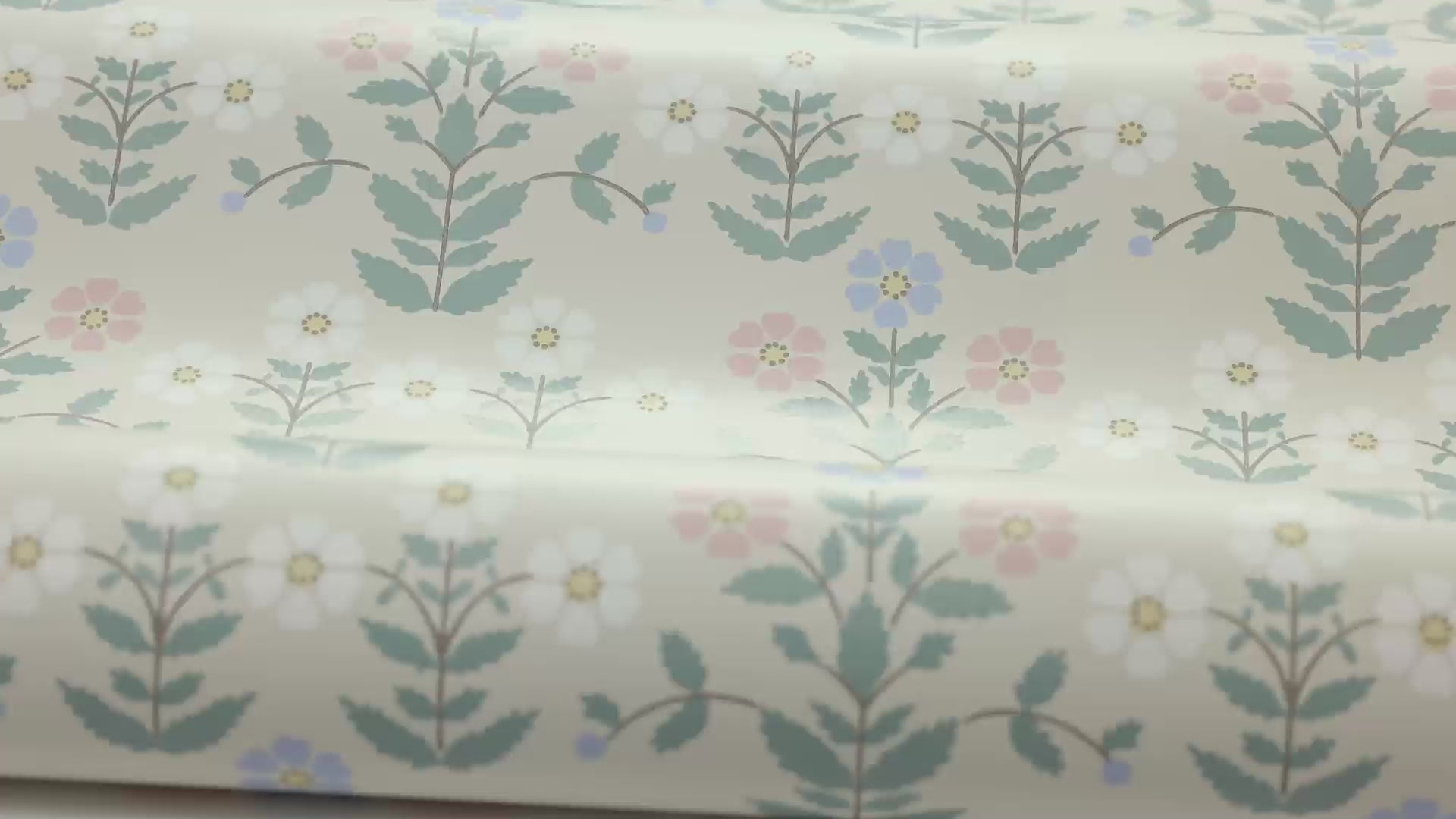 SIPPOR Beige Floral Plant Motif Wallpaper with Blue