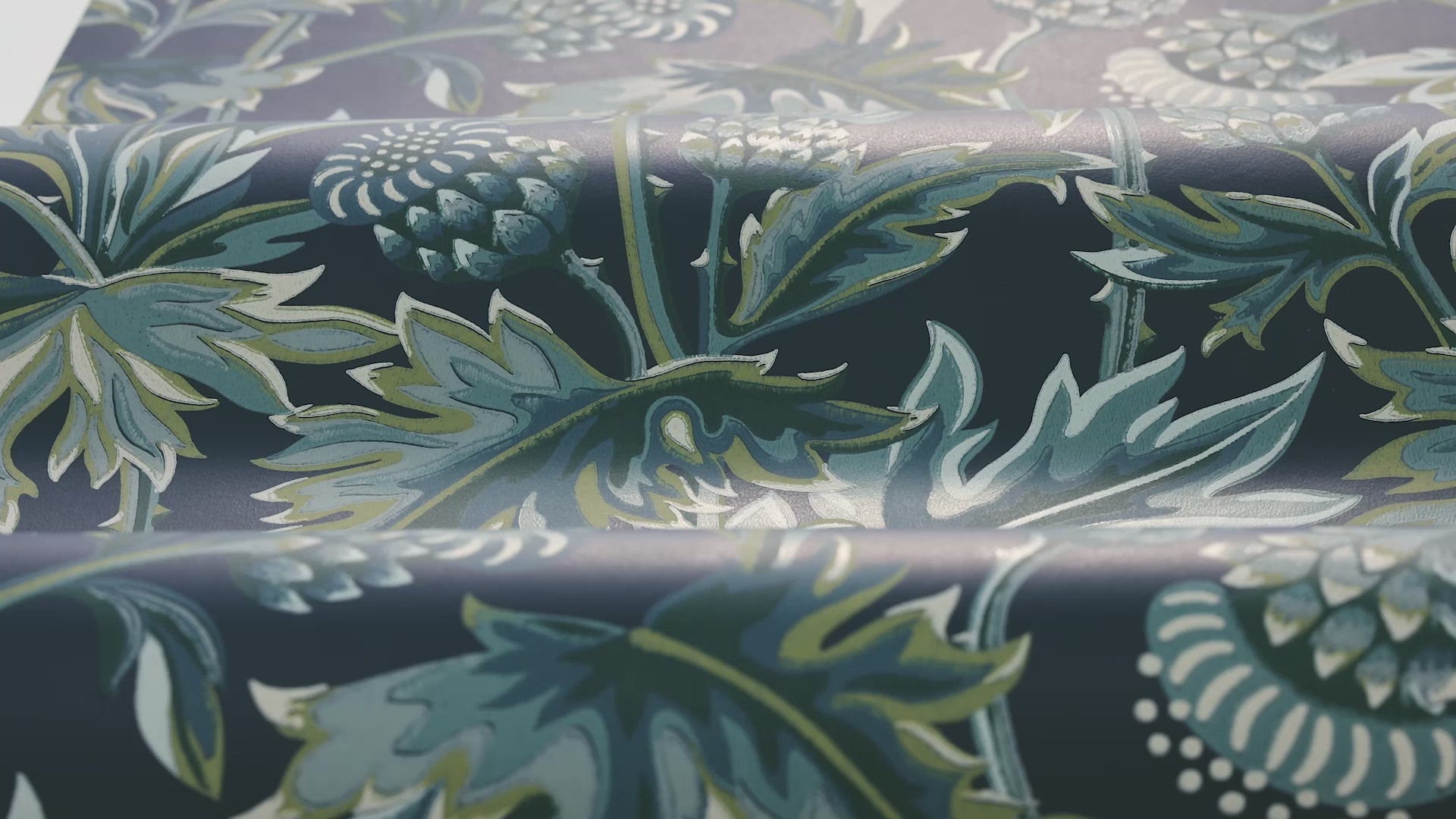 Treasured Thistle Blue and Green Floral Wallpaper