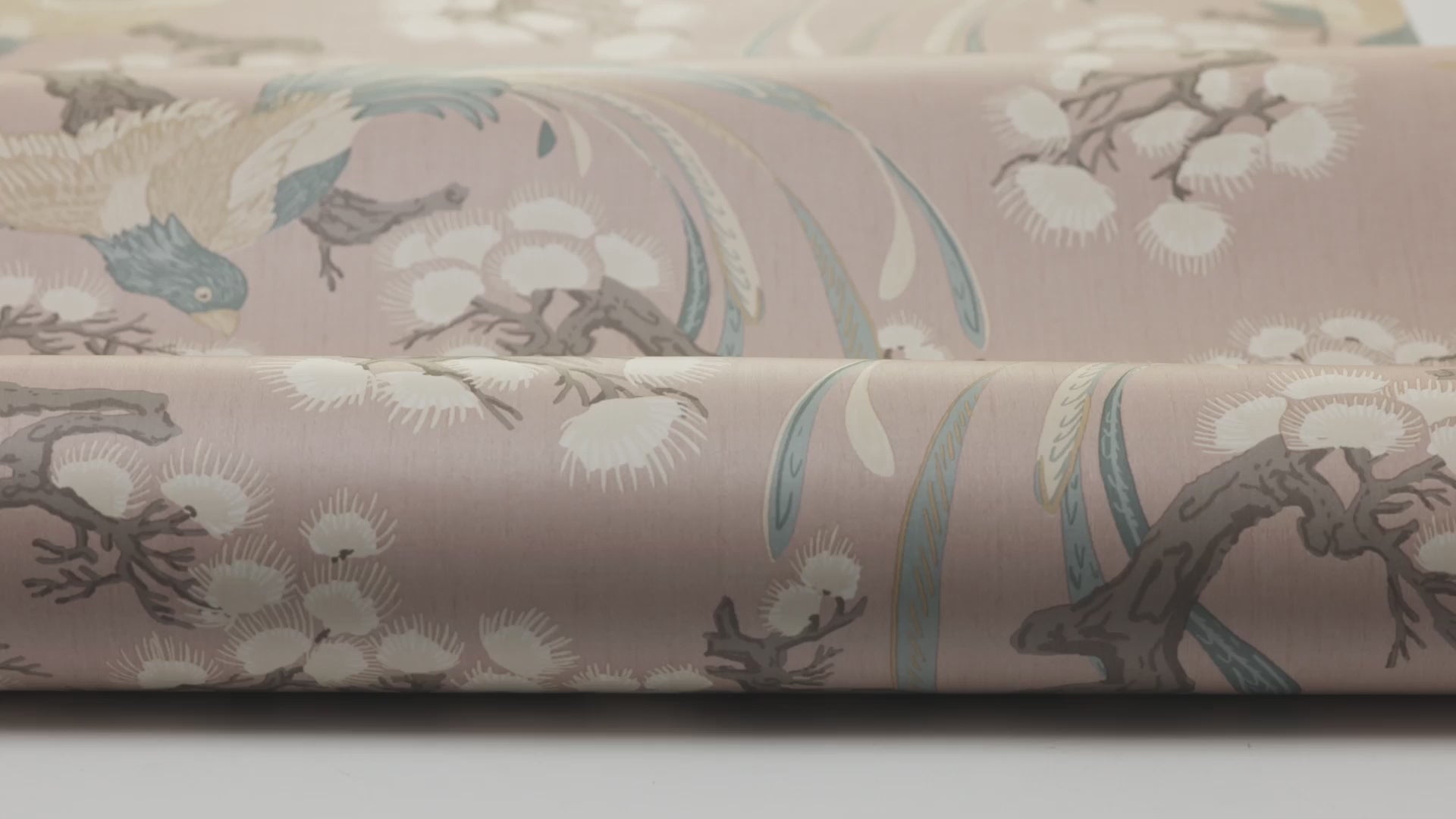 FENIX Pink Floral and Animal Pattern Wallpaper
