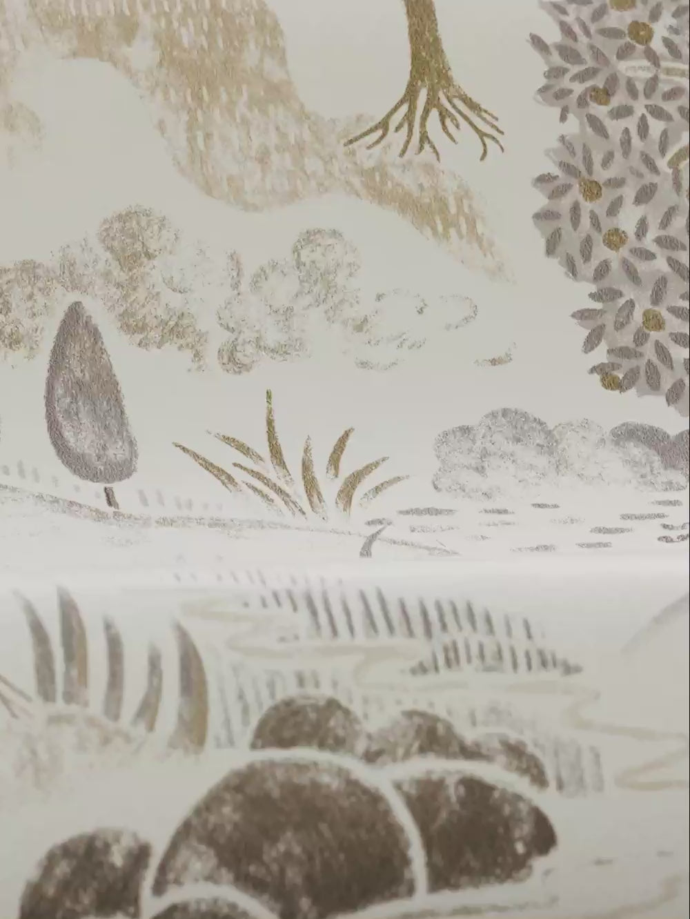 Tapeta s motívom rastlinného krajiny DIANA béžová so šedou