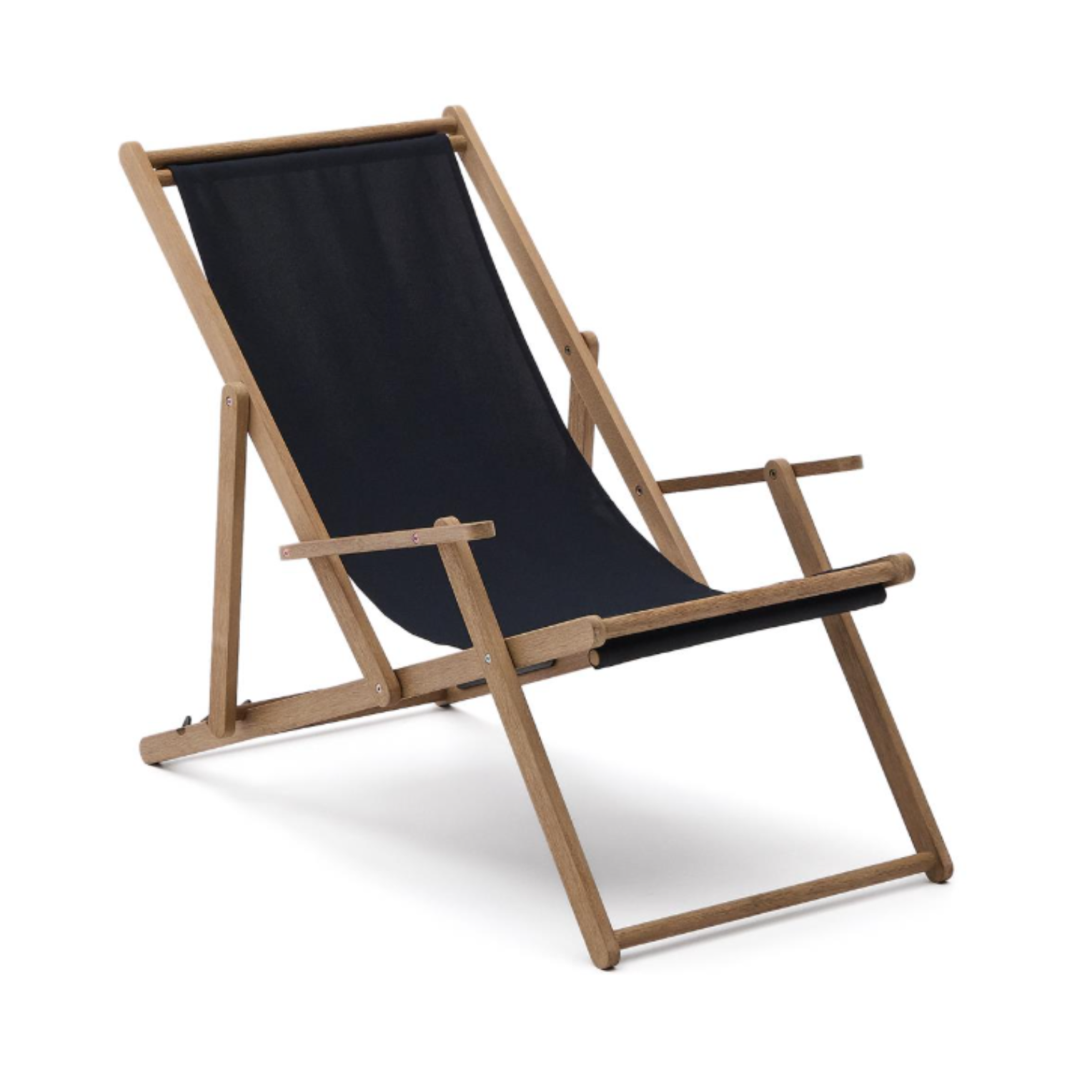 Vilara black deckchair with acacia base