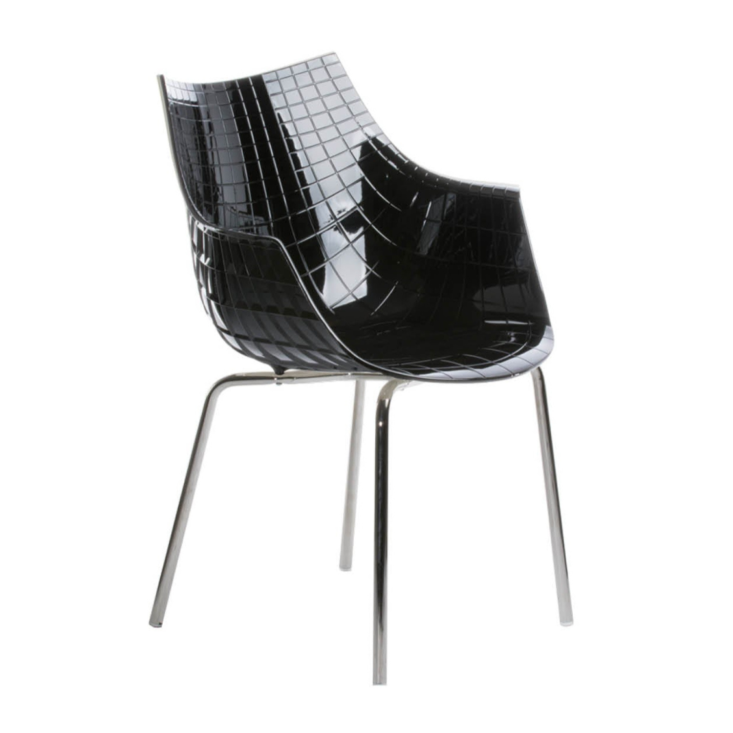 Stolička MERIDIANA čierna s chrómovaným podstavcom