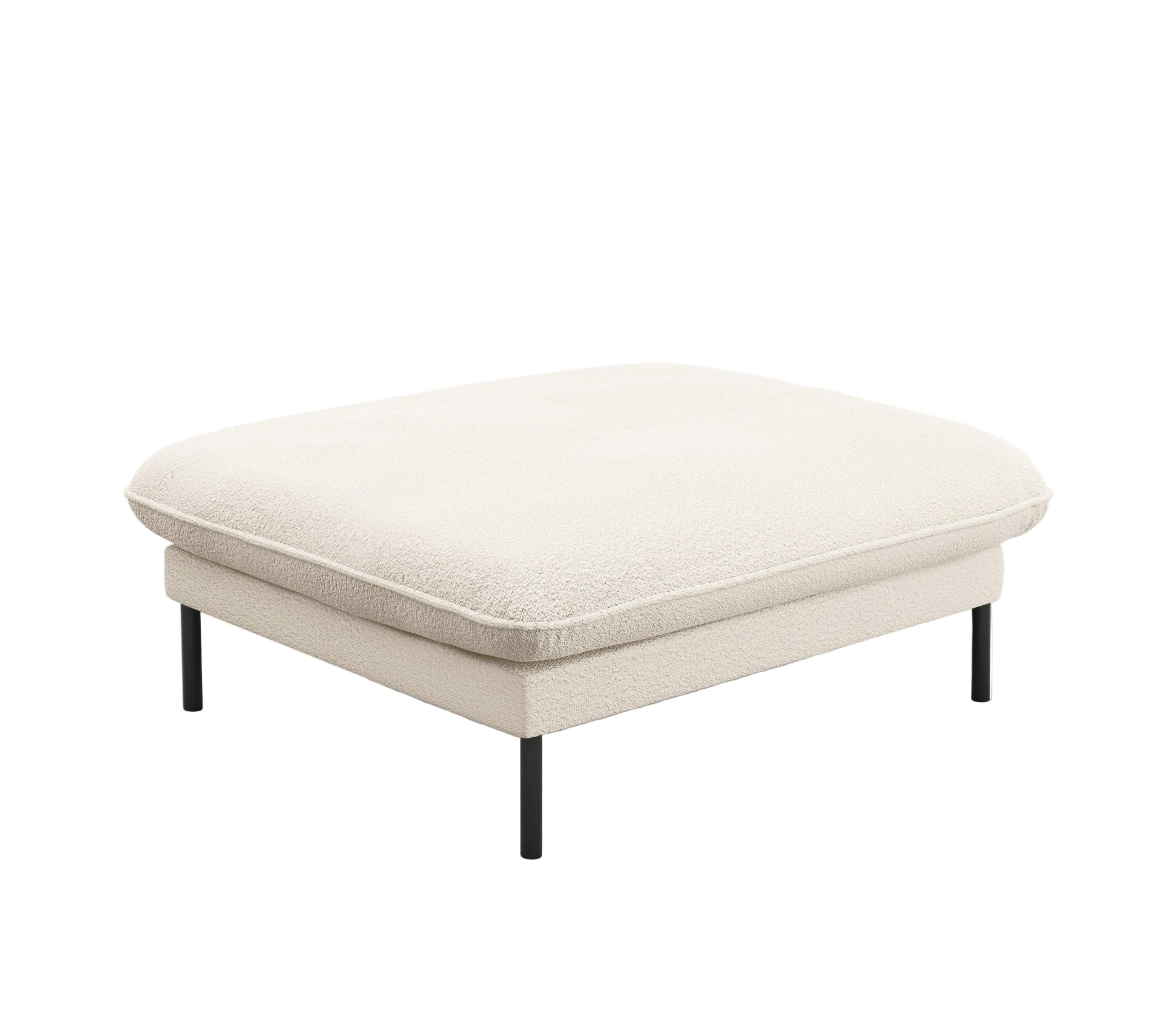 Puf w tkaninie boucle VIENNA beżowy z czarną podstawą Cosmopolitan Design    Eye on Design