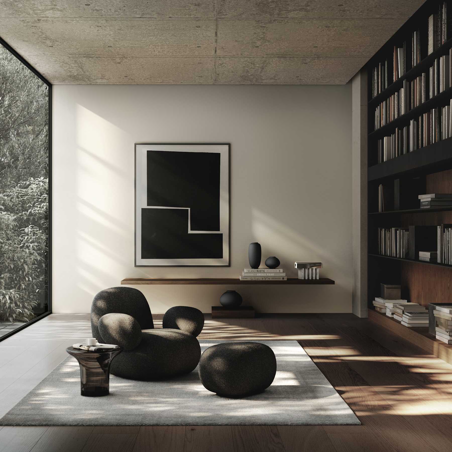 Fotel TOE FLAT šedo-hnedý bouclé