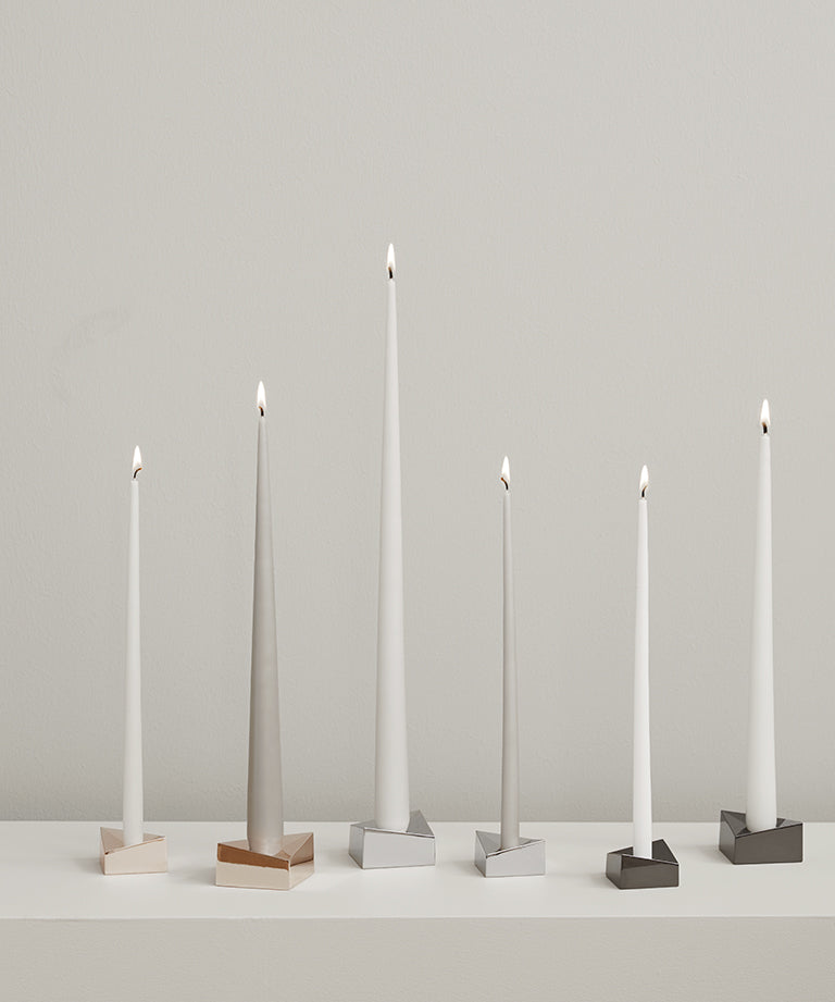 Set of 4 candles stoff nagel white